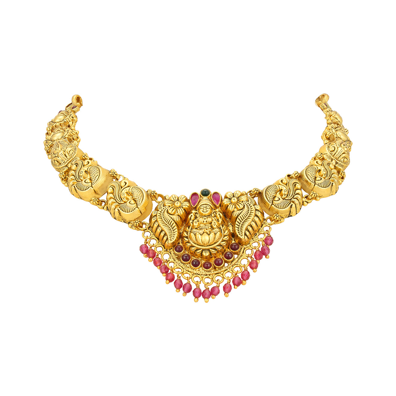 Divine Deity Peacock Floral 925 Sterling Silver Pink Drop Necklace for Women