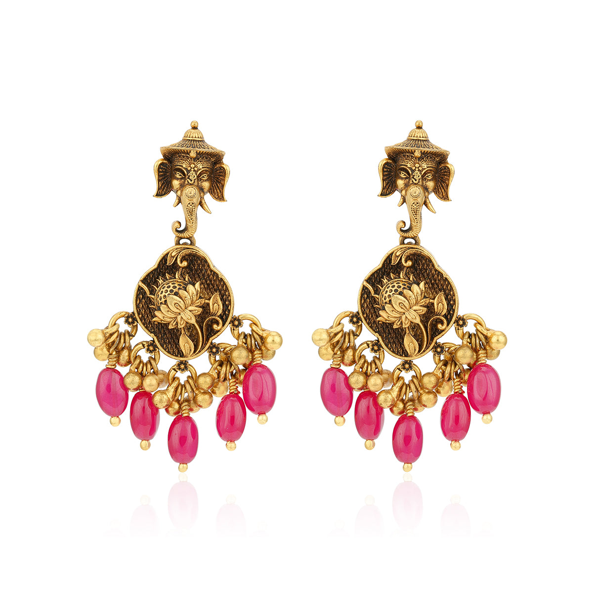 Divine Ganesha Lotus 925 Sterling Silver Earrings for Women