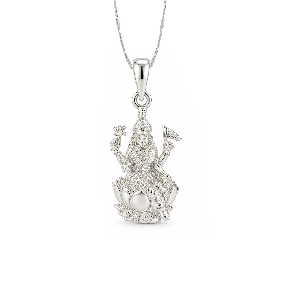 Divine Goddess Laxmi Sterling Silver Pendant