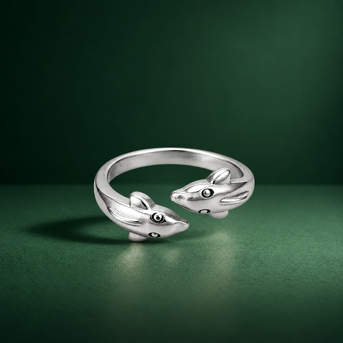 Dolphin Embrace 925 Silver Open Ring