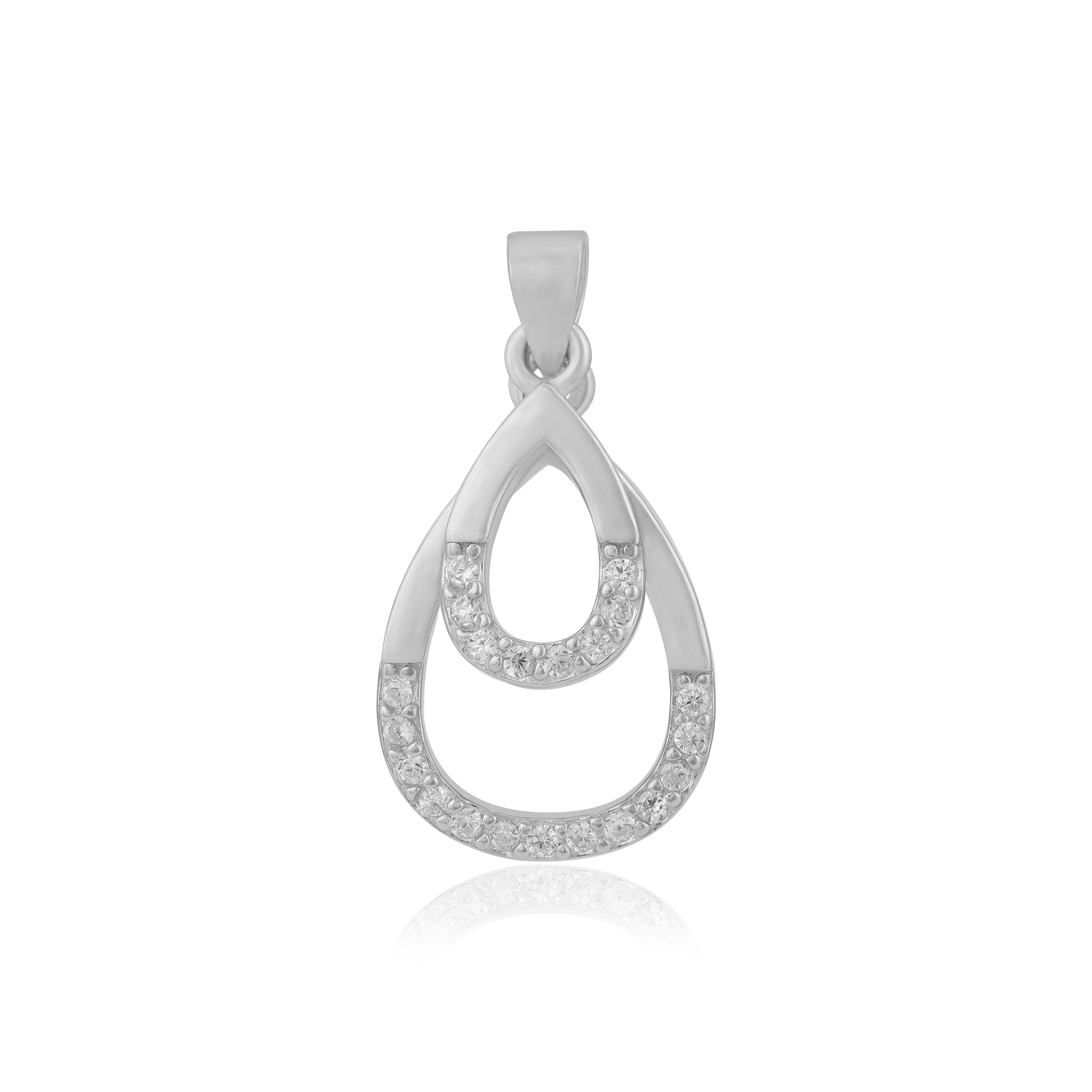 Double Teardrop Radiance 925 Sterling Silver Pendant for Women