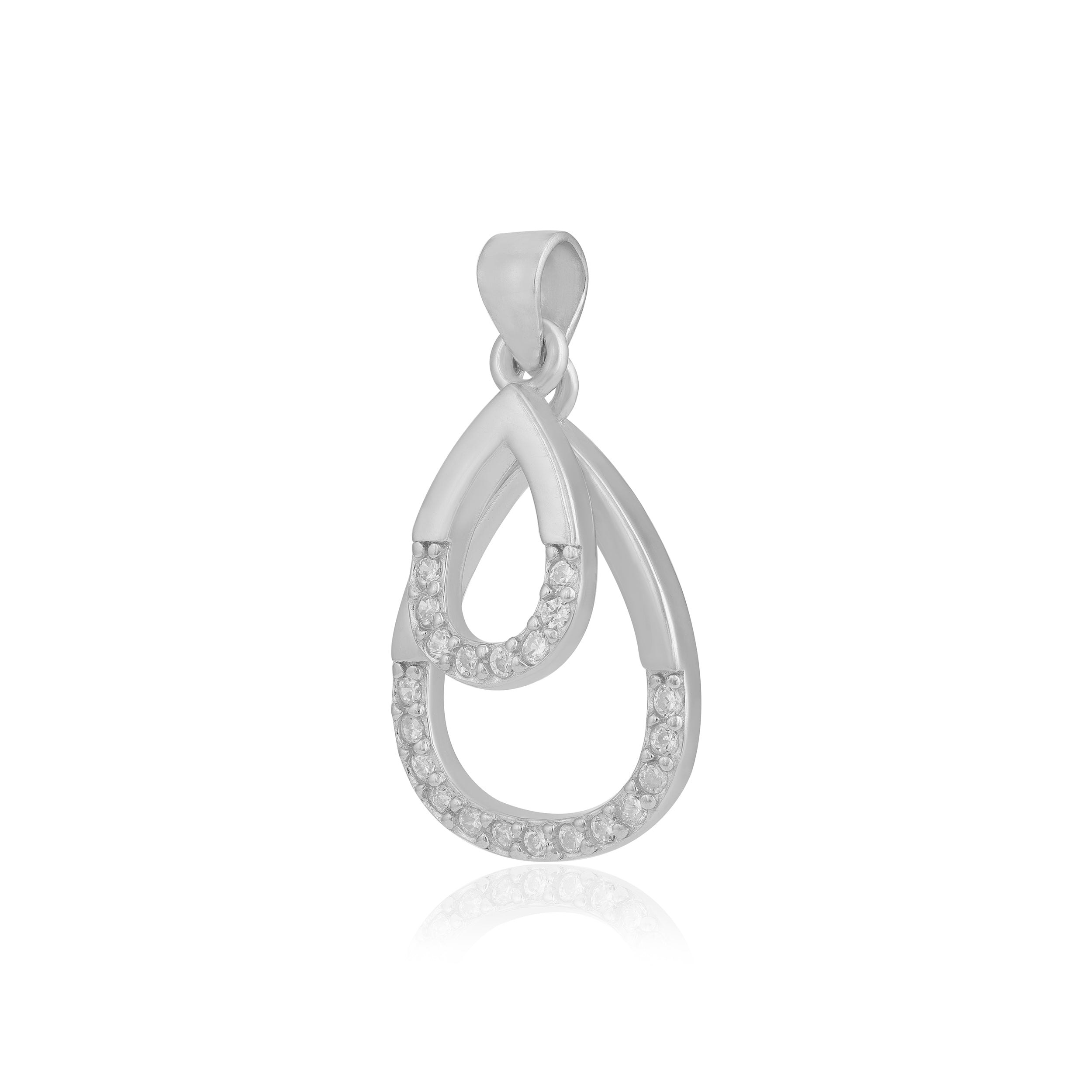 Double Teardrop Radiance 925 Sterling Silver Pendant for Women