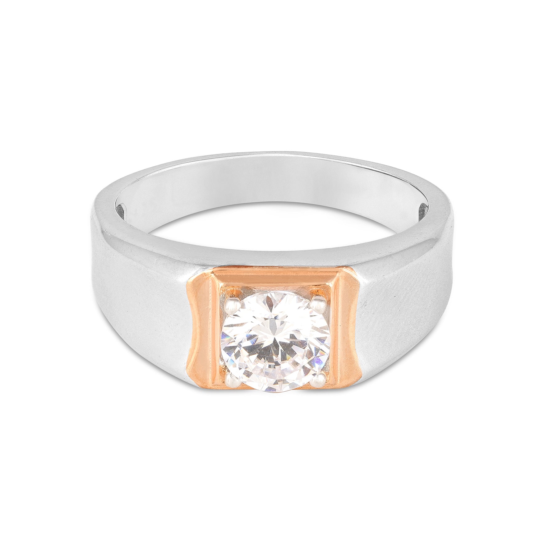 Dual-Tone Crest Silver Ring