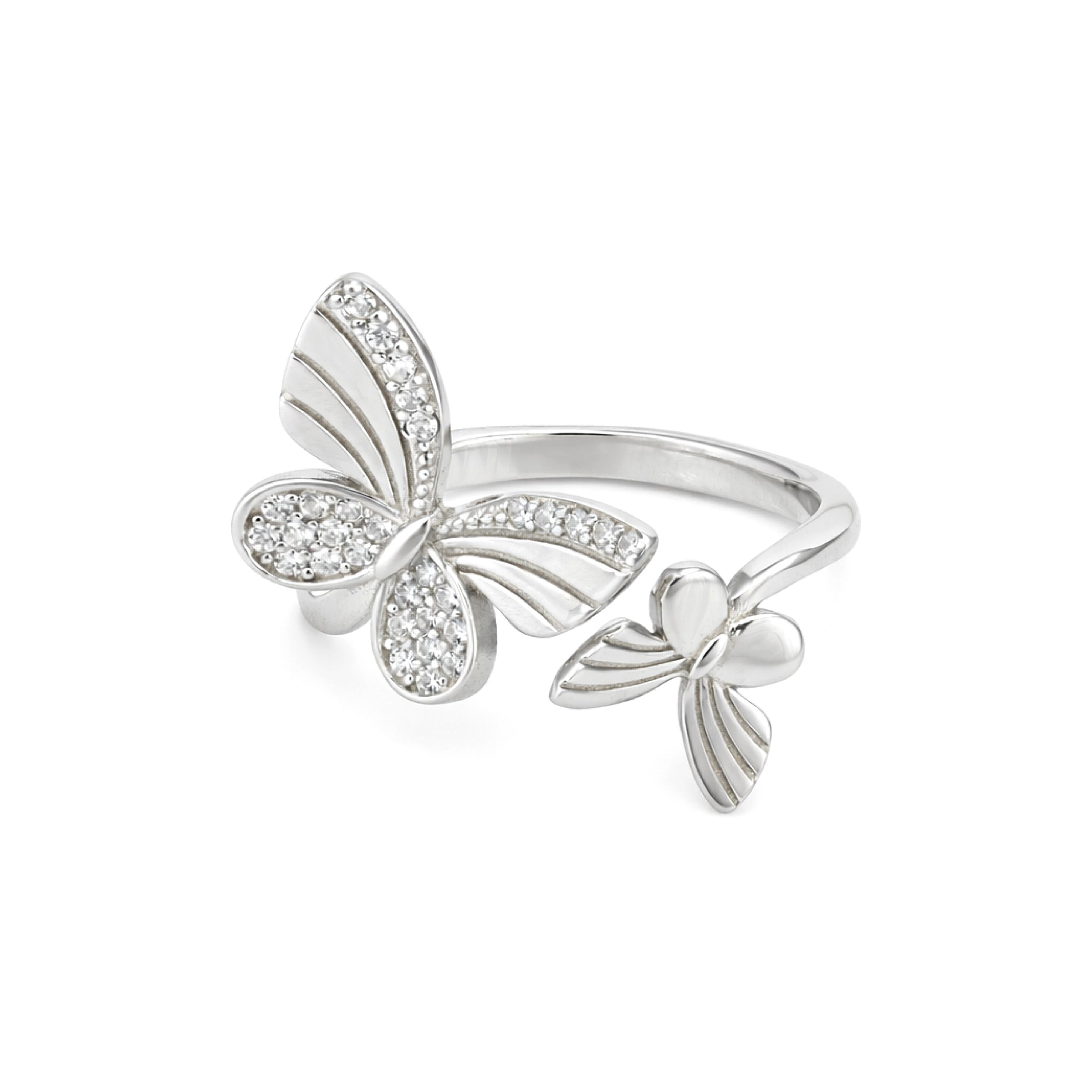 Dual Butterfly Glow 925 Sterling Silver Rings for women