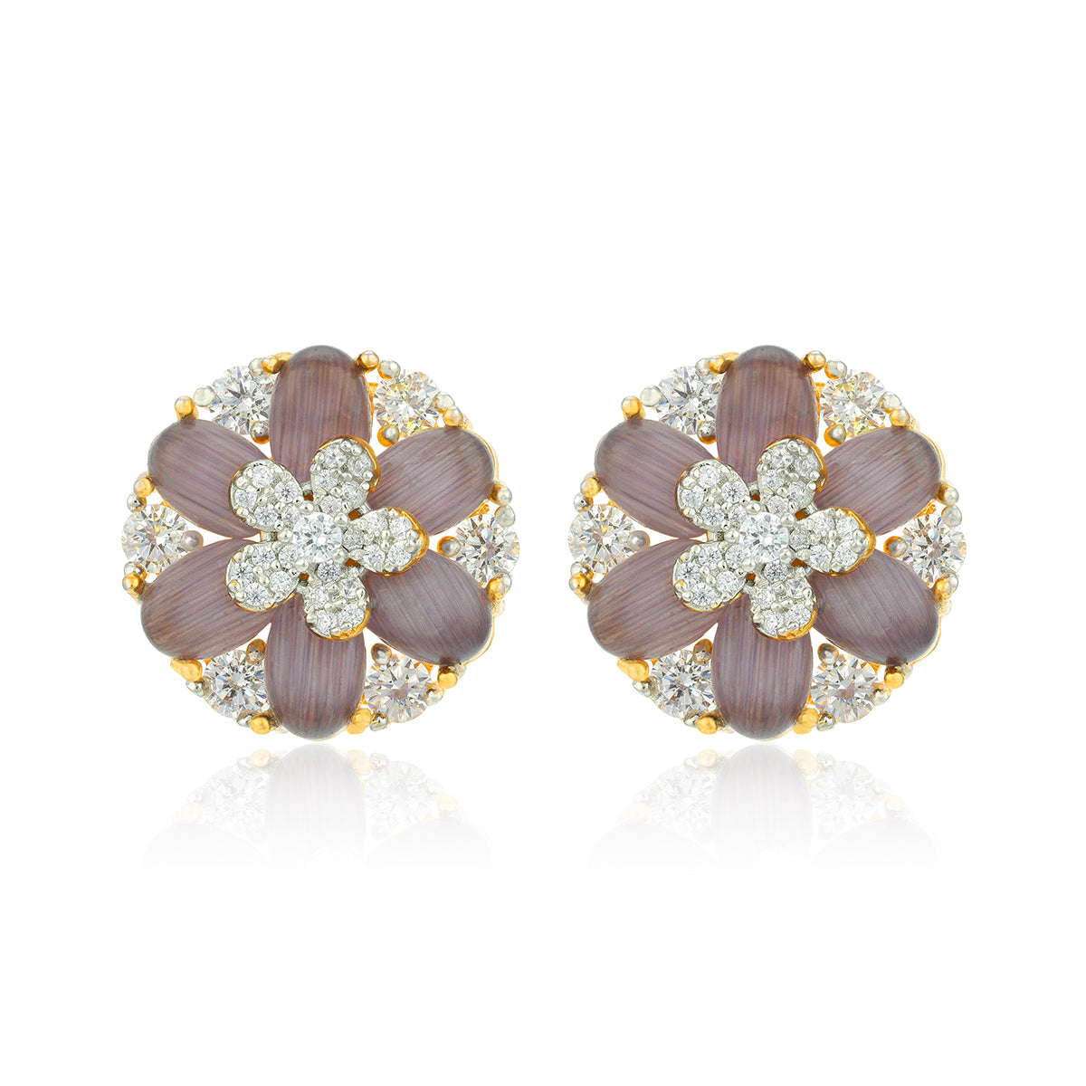 Dual Colour Flower Blossom Silver Stud for Women