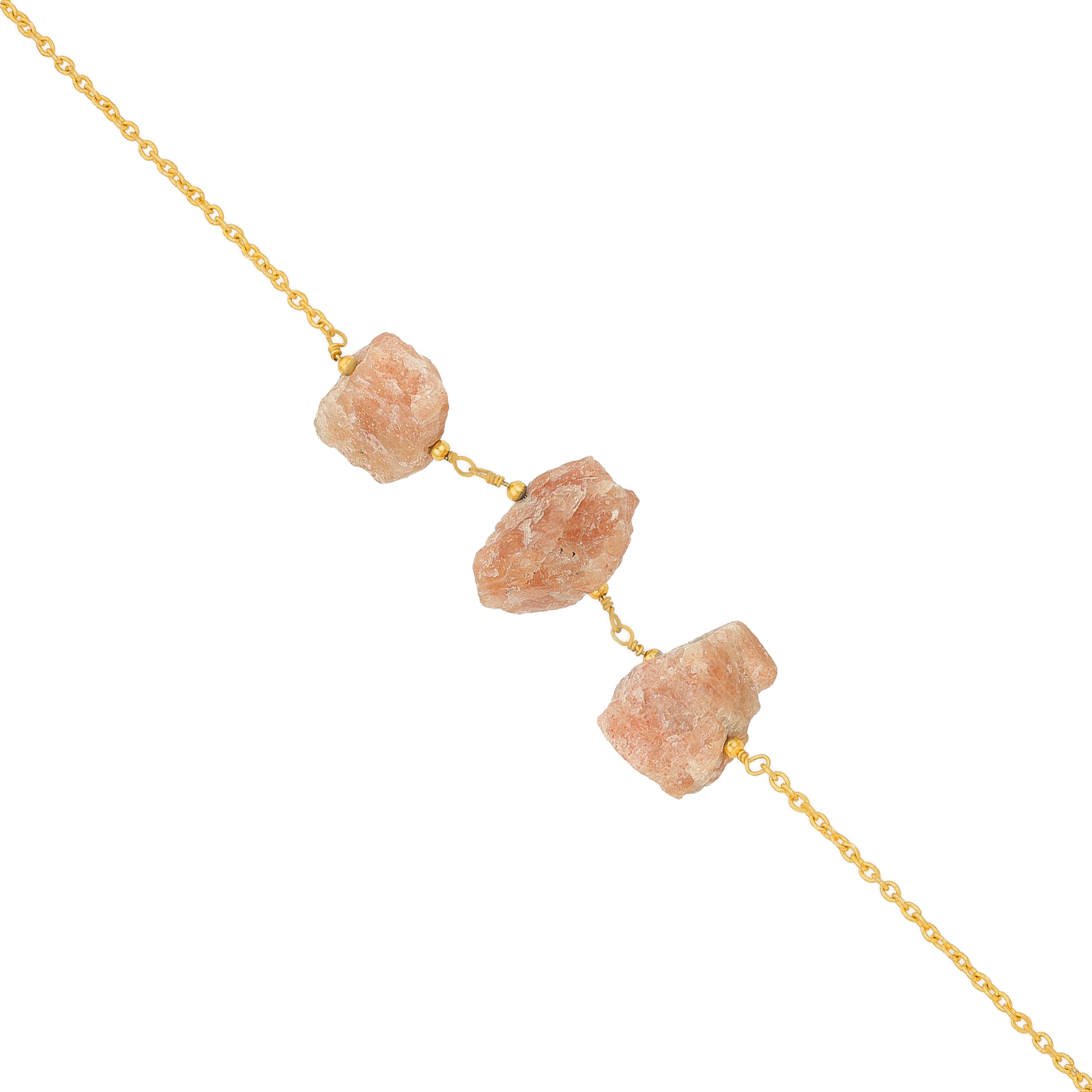 Earthy Peach Stone Trio Golden Artisan Designer Bracelet
