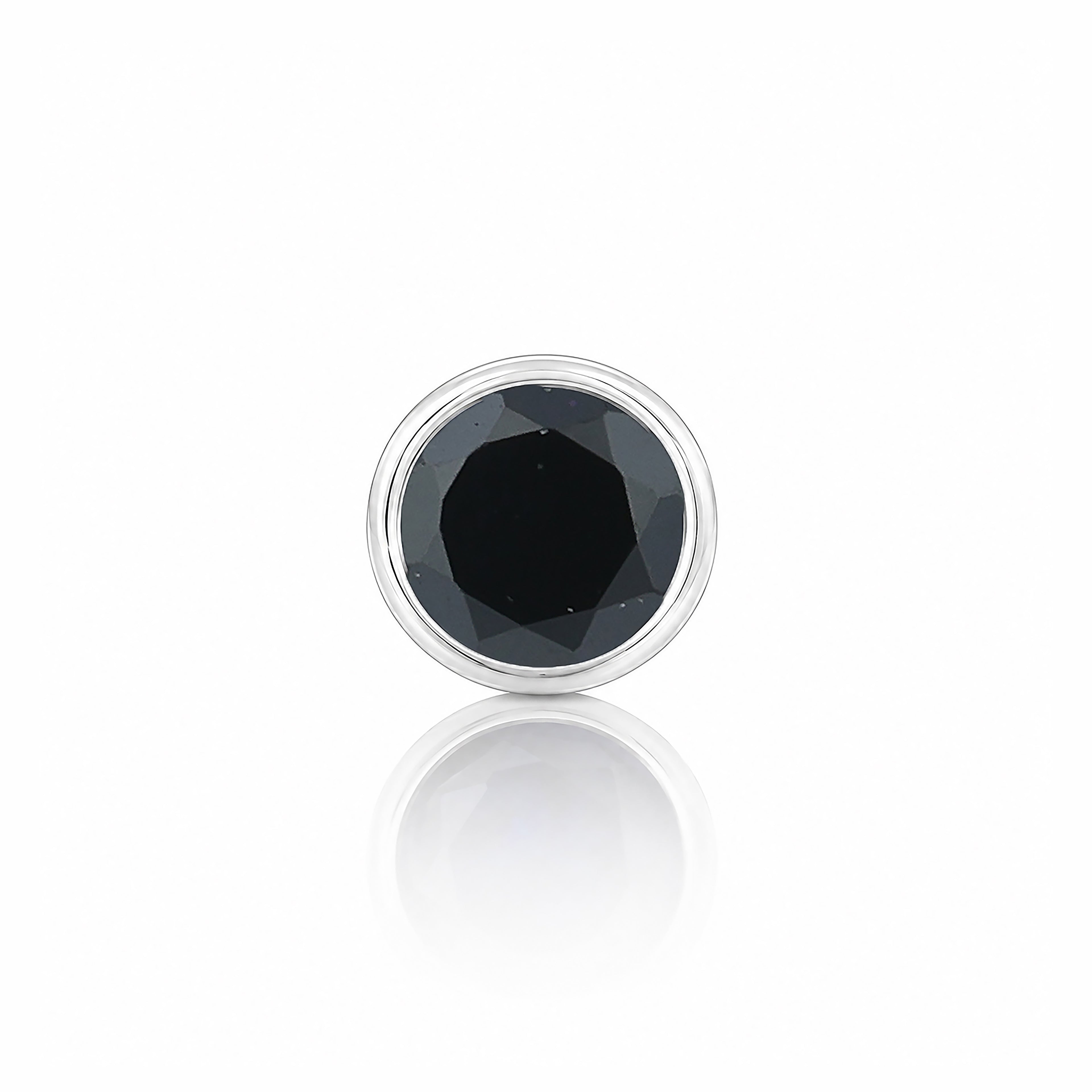 Eclipse Bezel Black Gemstone Silver Nose Pin