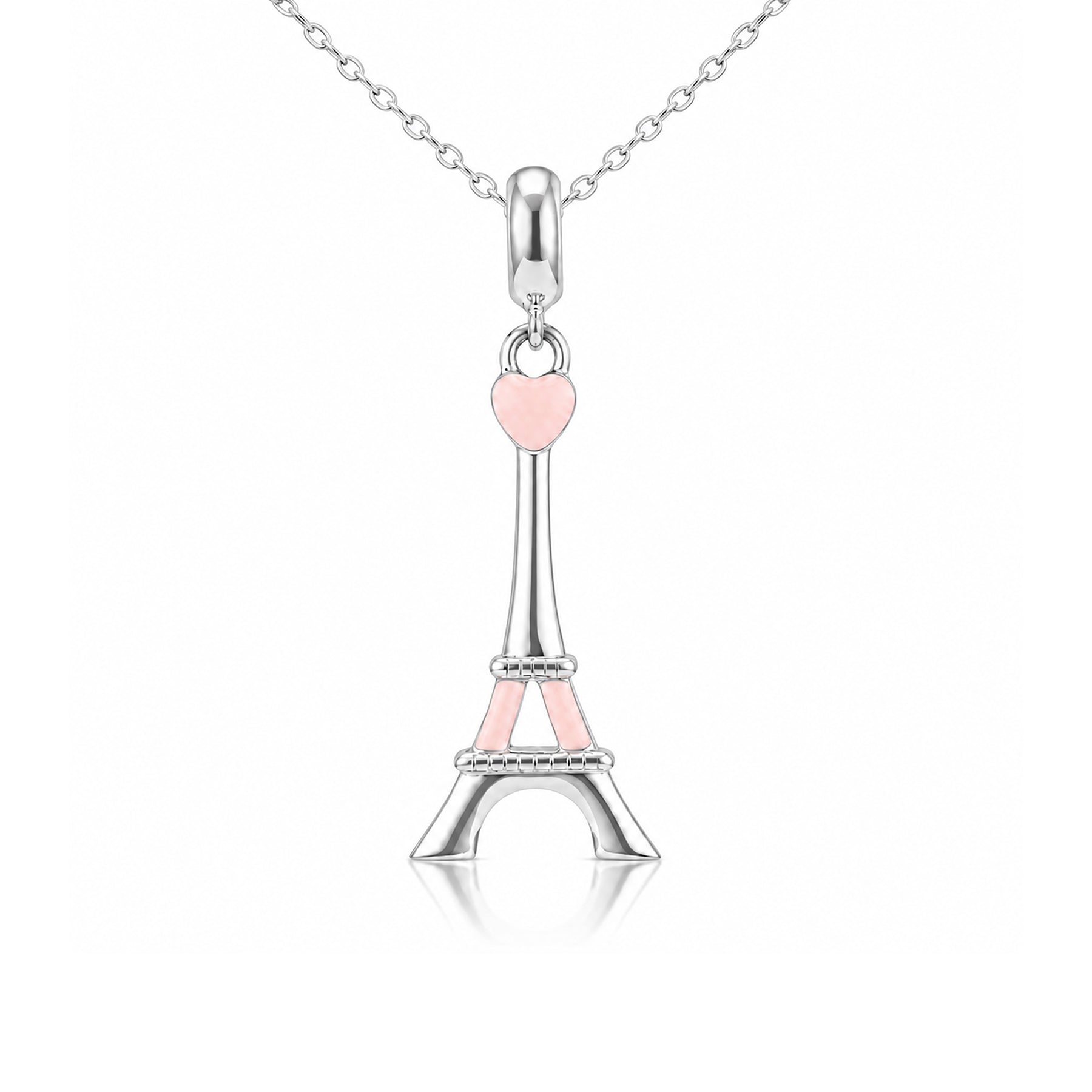 Eiffel Tower Heart 925 Sterling Silver Charm Pendant