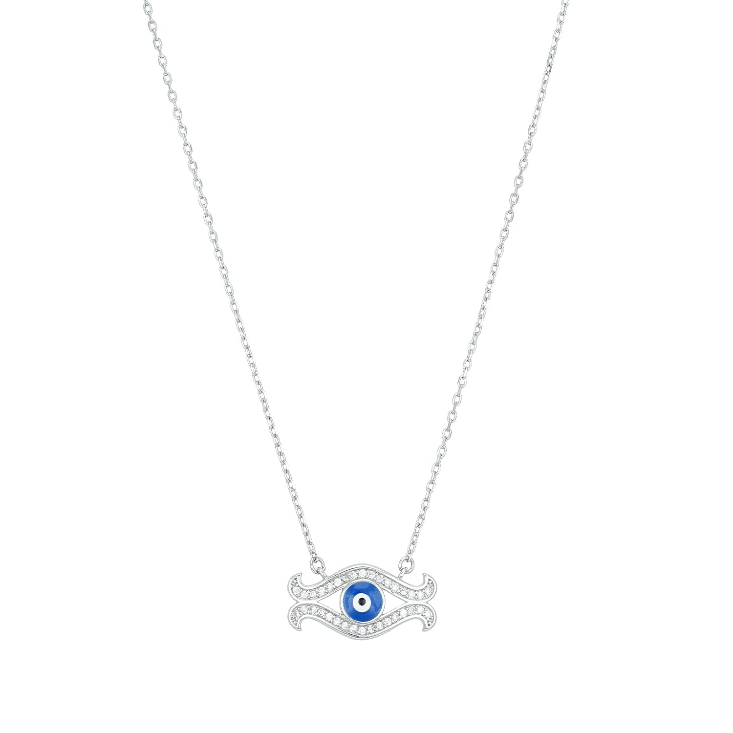 Elegant Blue Evil Eye 925 Sterling Silver Chain Pendant for women