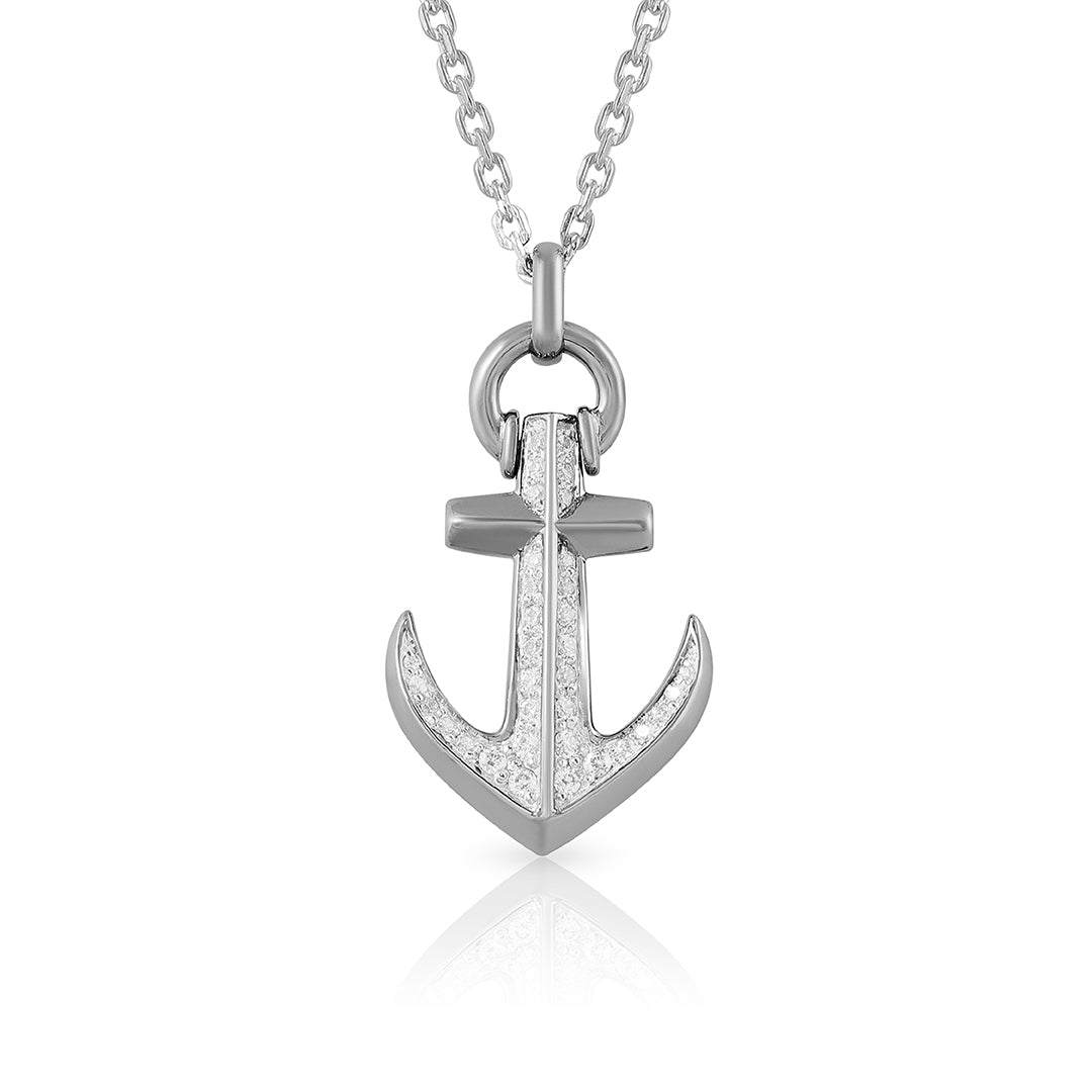 Elegant Nautical Anchor Sparkle 925 Sterling Silver Pendant
