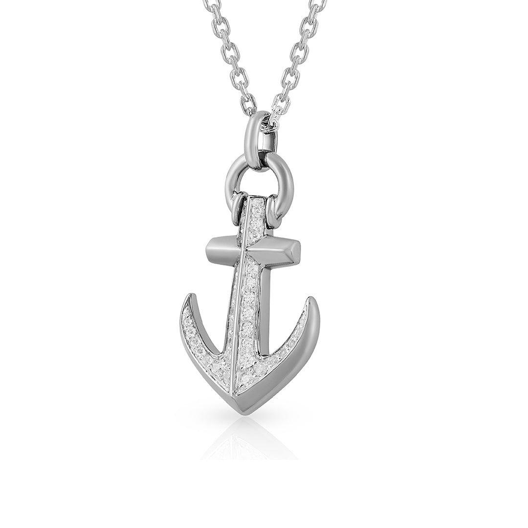 Elegant Nautical Anchor Sparkle 925 Sterling Silver Pendant