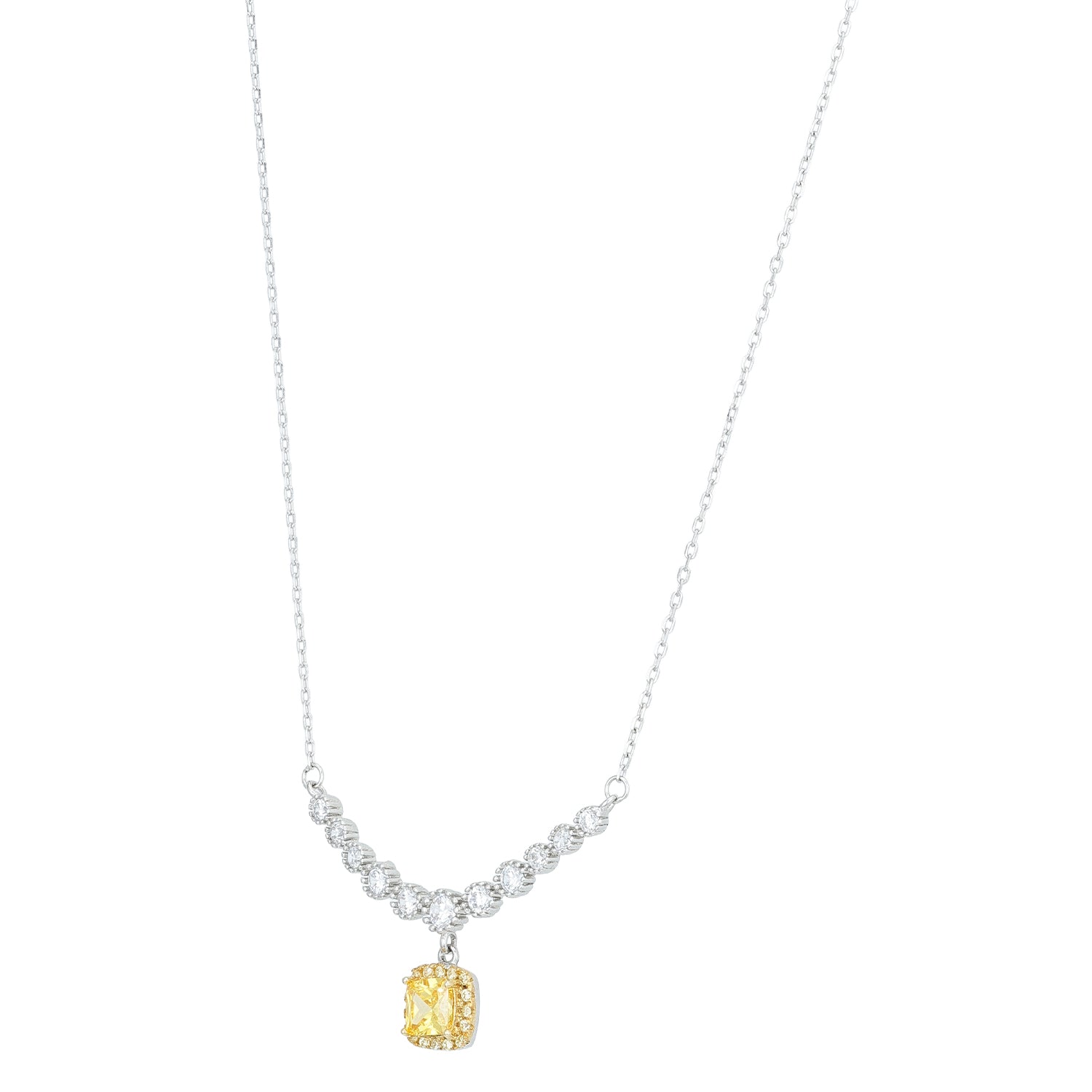 Elegant Yellow Drop 925 Sterling Silver Chain Pendant for women