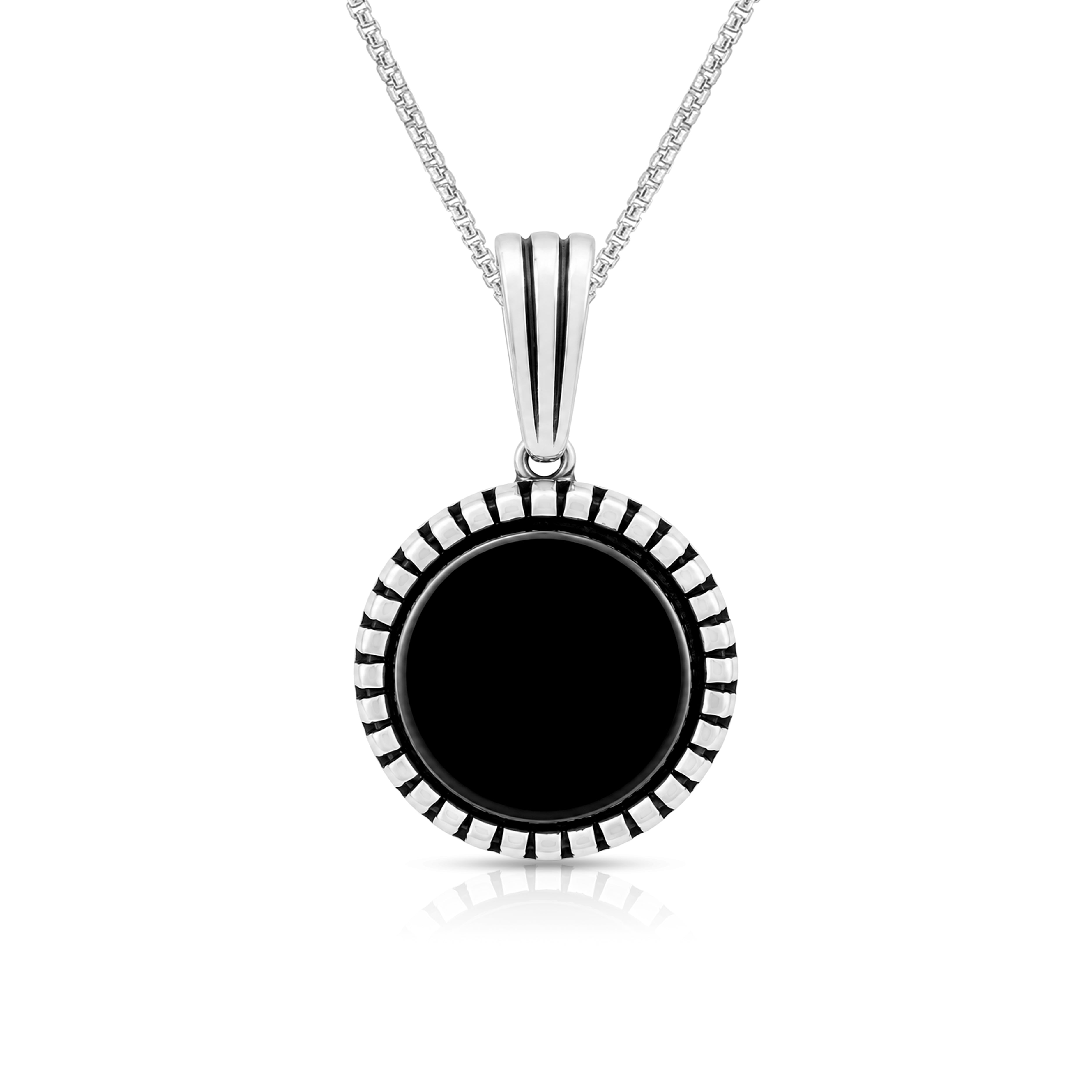 Elegant Black Halo 925 Sterling Silver Pendant