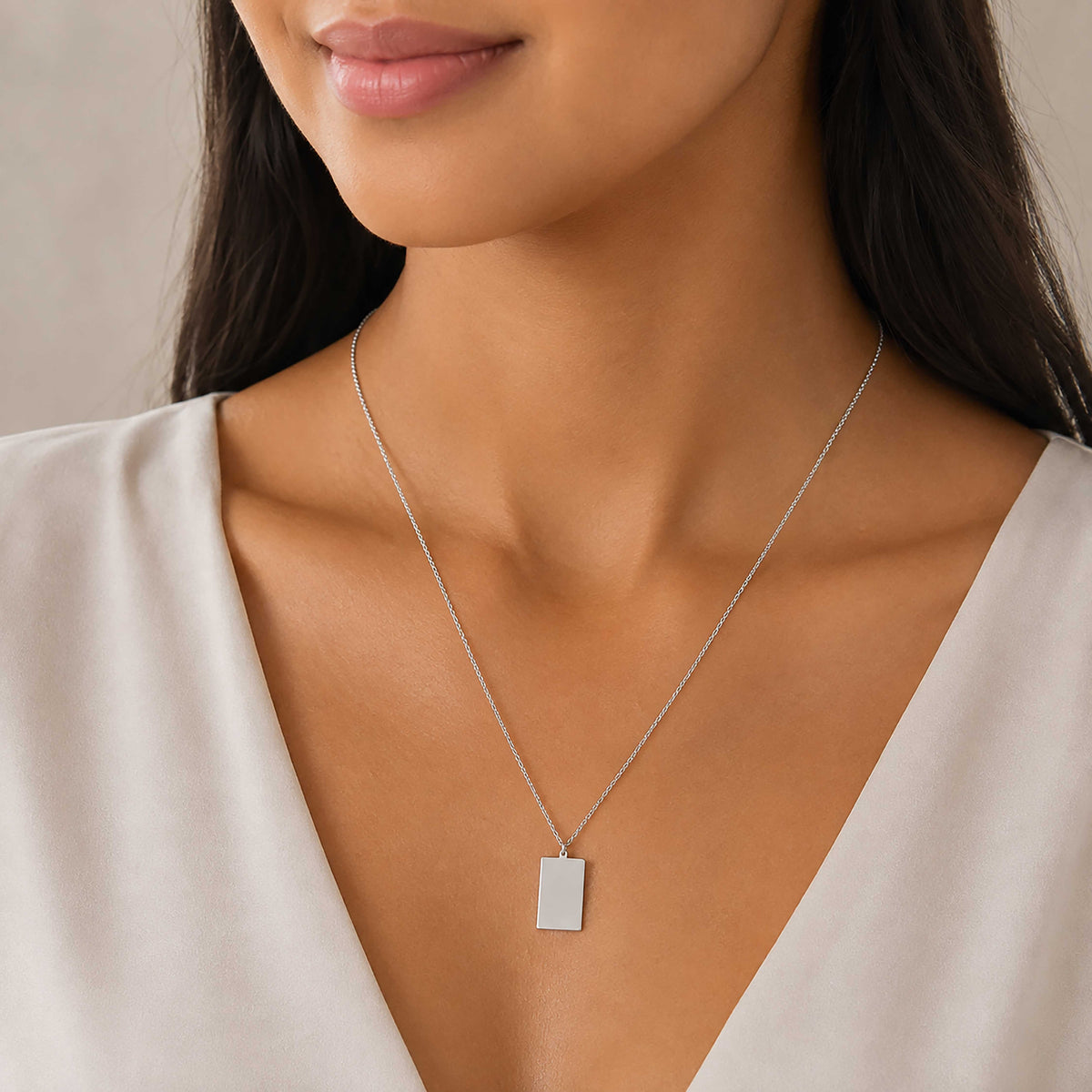 Elegant Personalised Tag 925 Sterling Silver Chain Pendant for Women