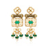 Elegant  Polki Green Chandelier Silver Earrings