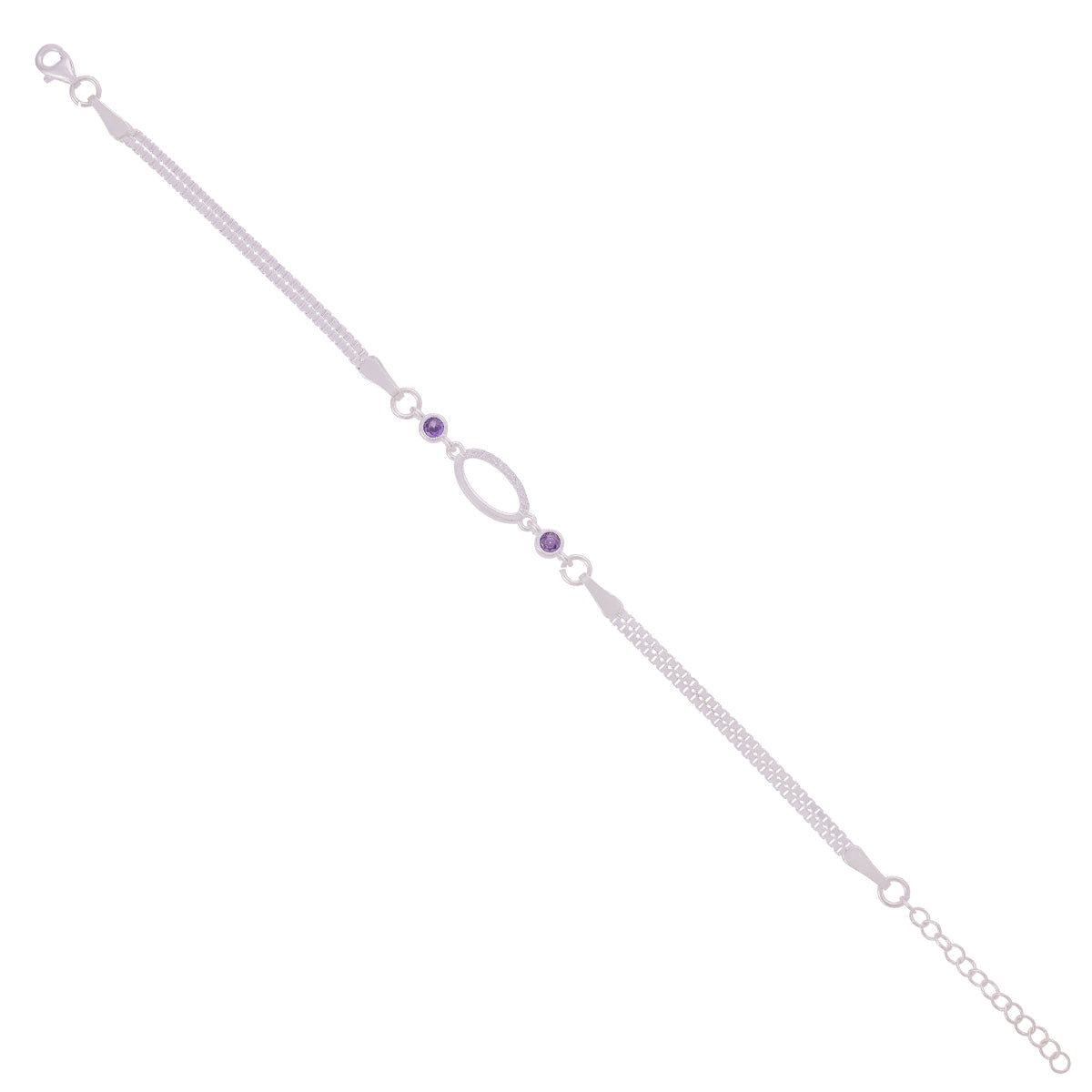 Elite Purple Oval Silver Bracelet For Women