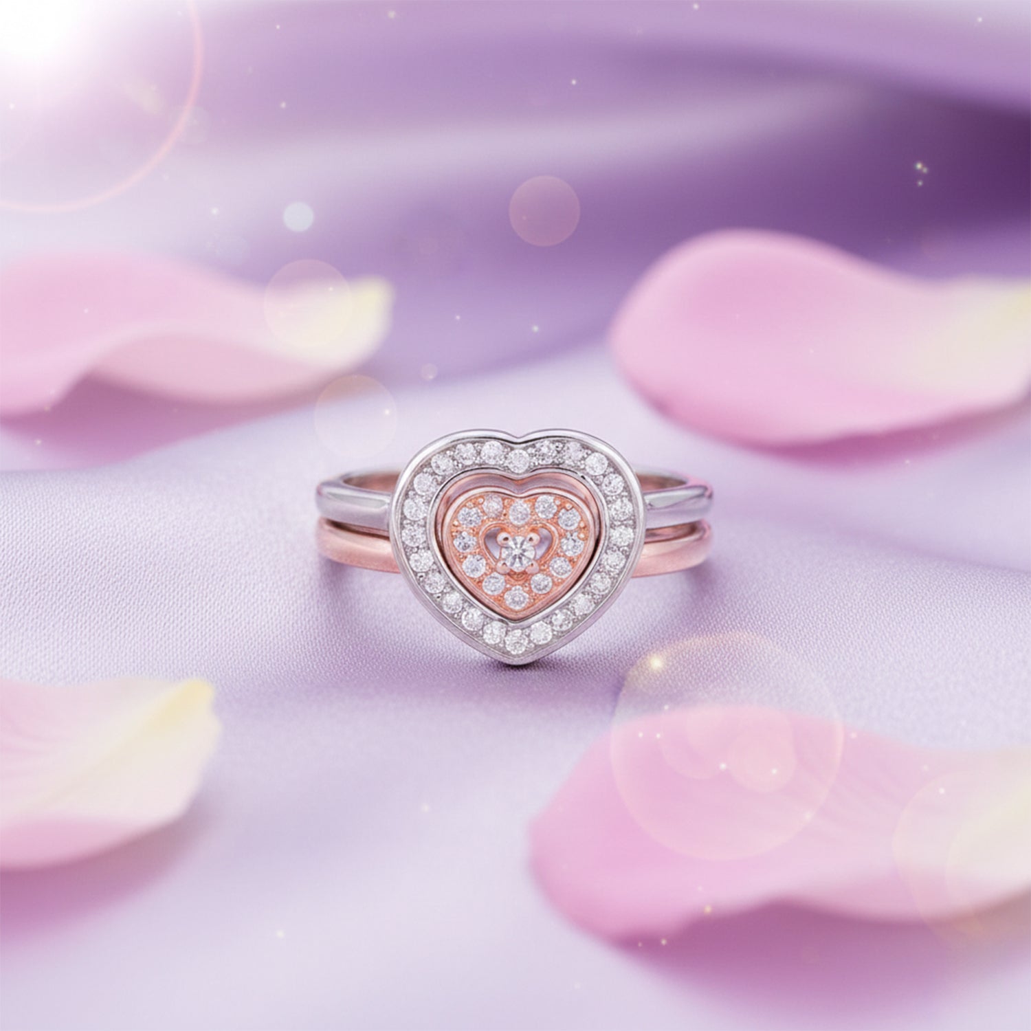 Elite Rose Heart 925 Sterling Silver rings for women