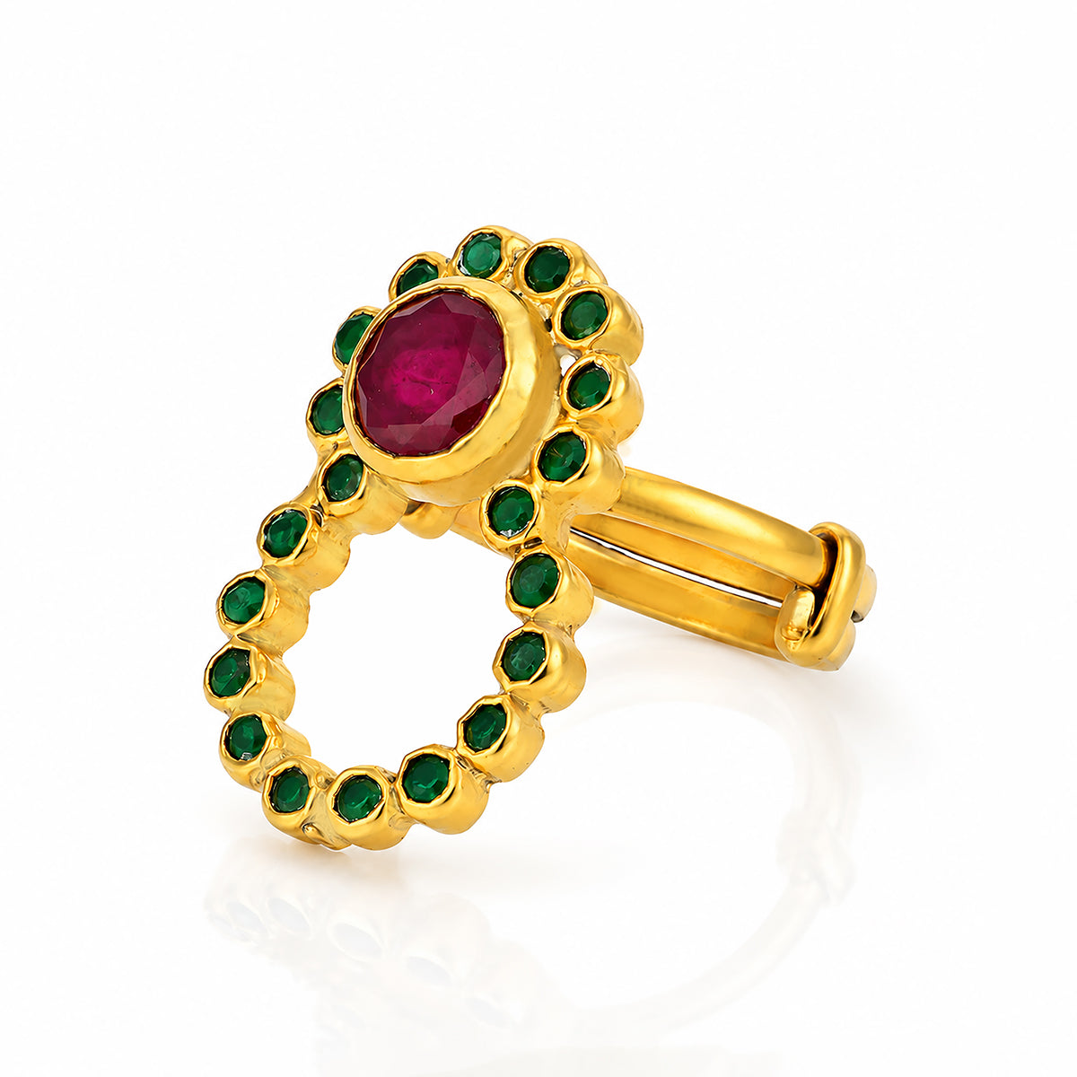 Emerald Bezel Grace 925 Sterling Silver Antique Ring