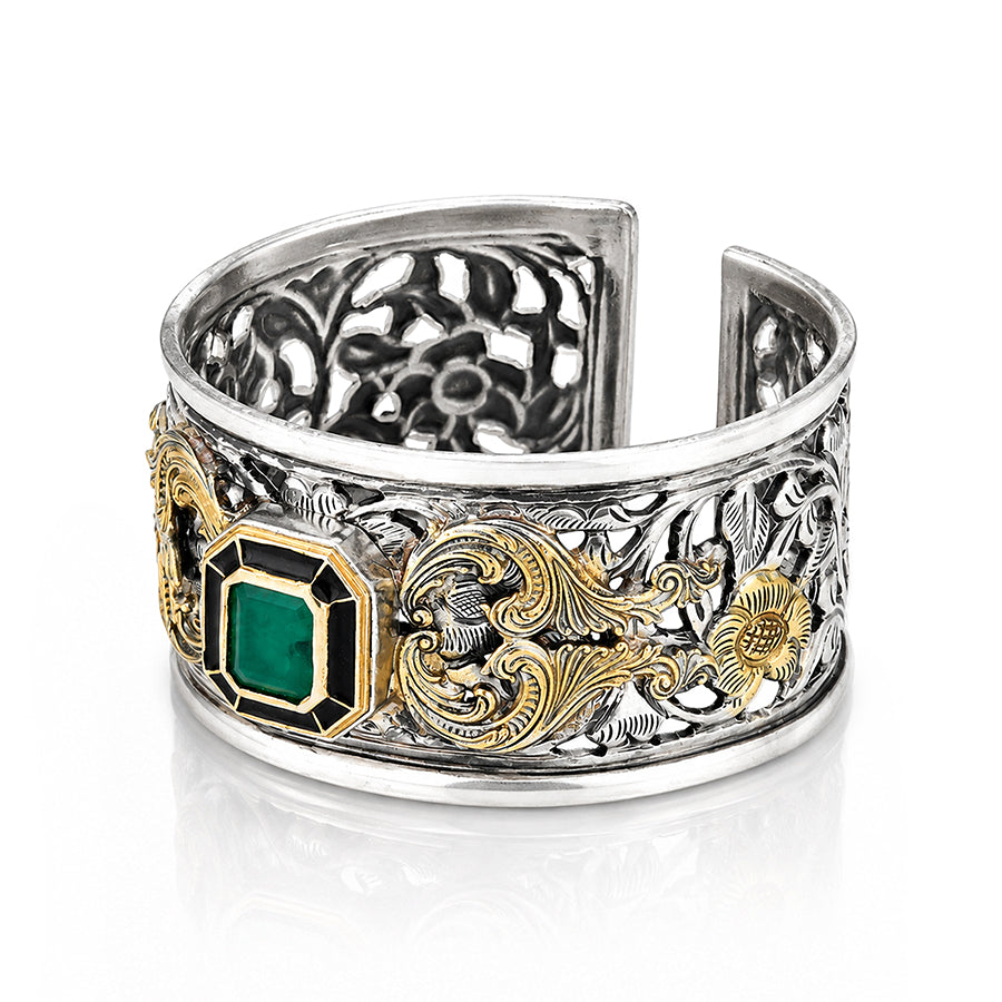 Emerald Crest 925 Sterling Silver Statement Kada