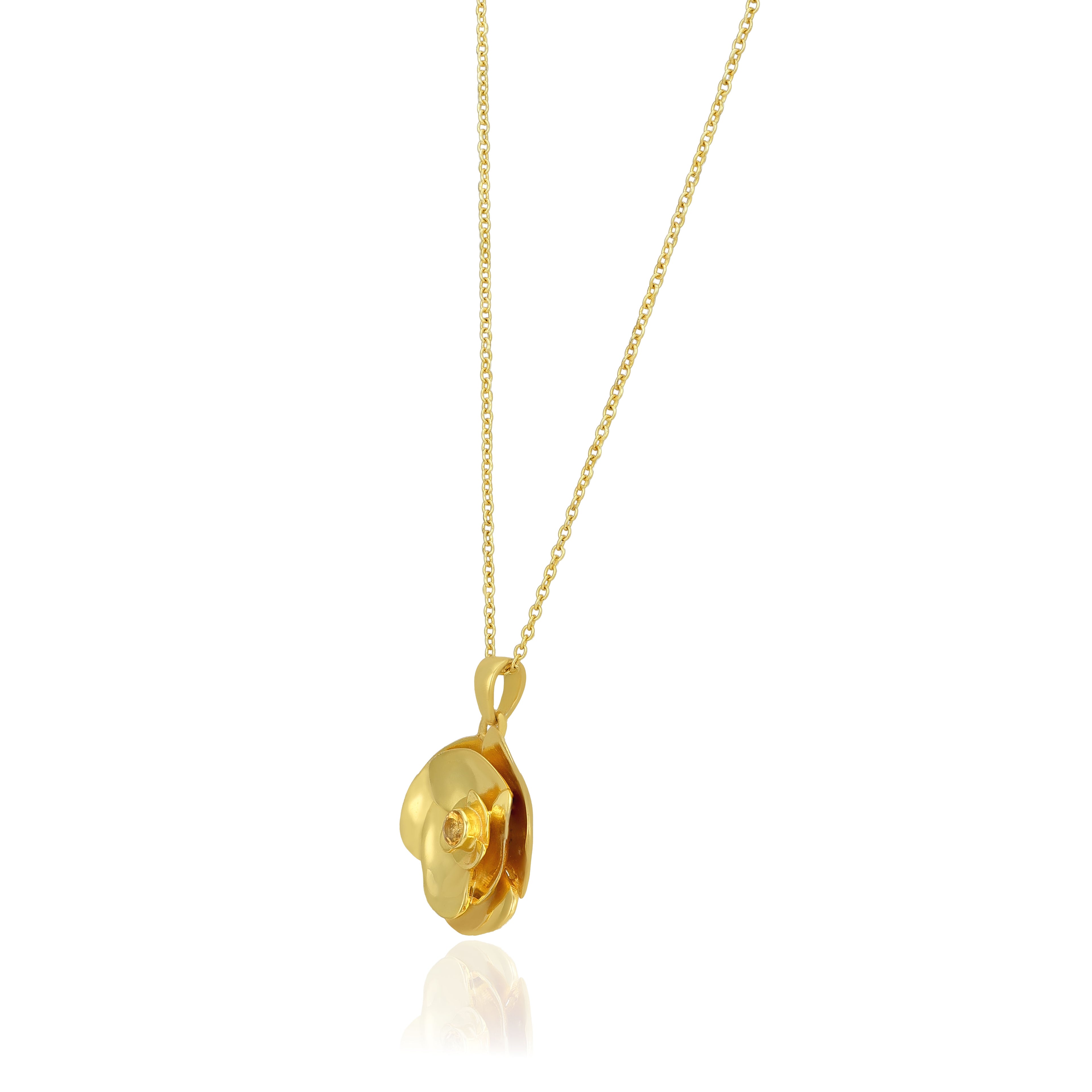 Enchanted Rose Petal Golden Artistic Designer Pendant Chain