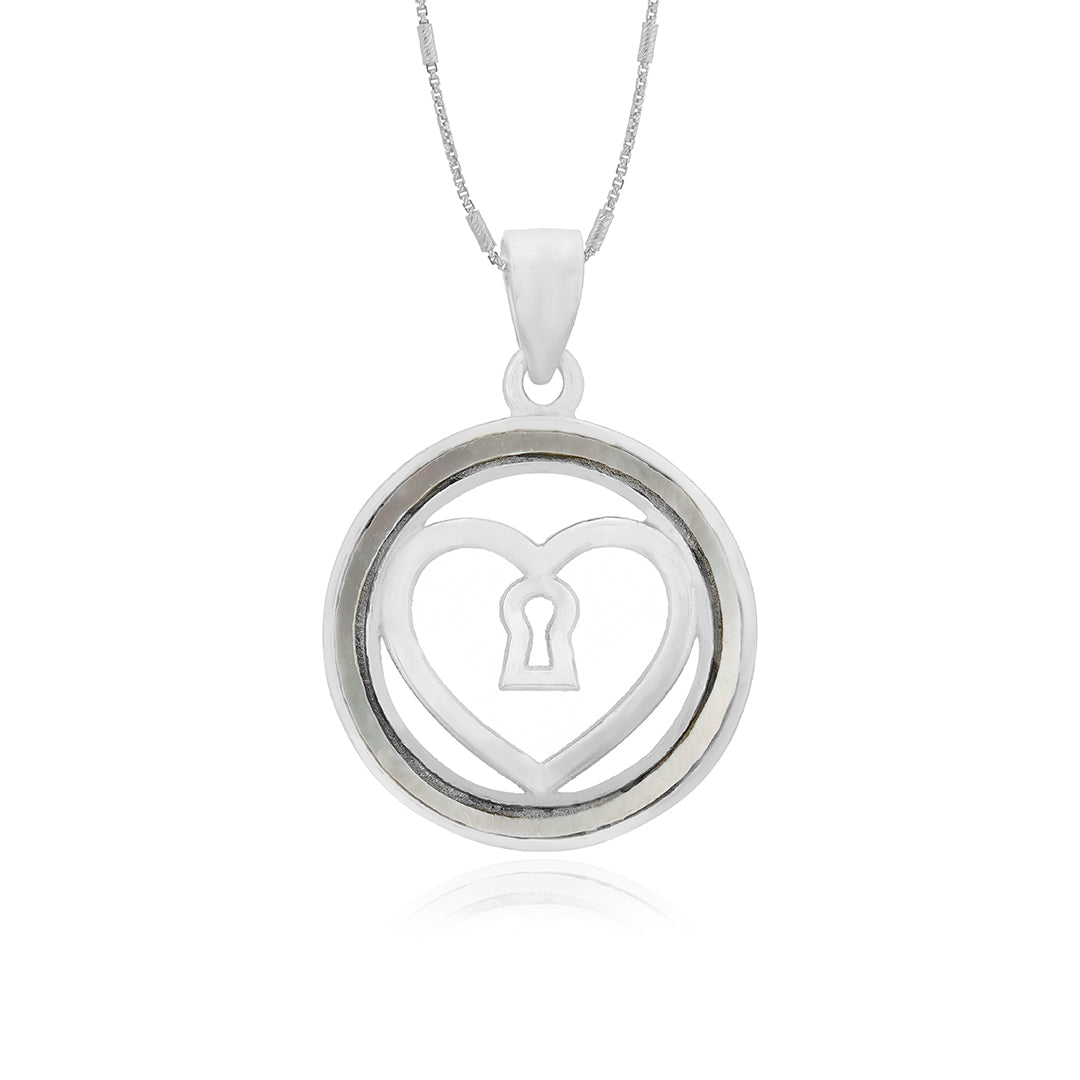 Eternal Heart Lock Rhodium Plated Pendants