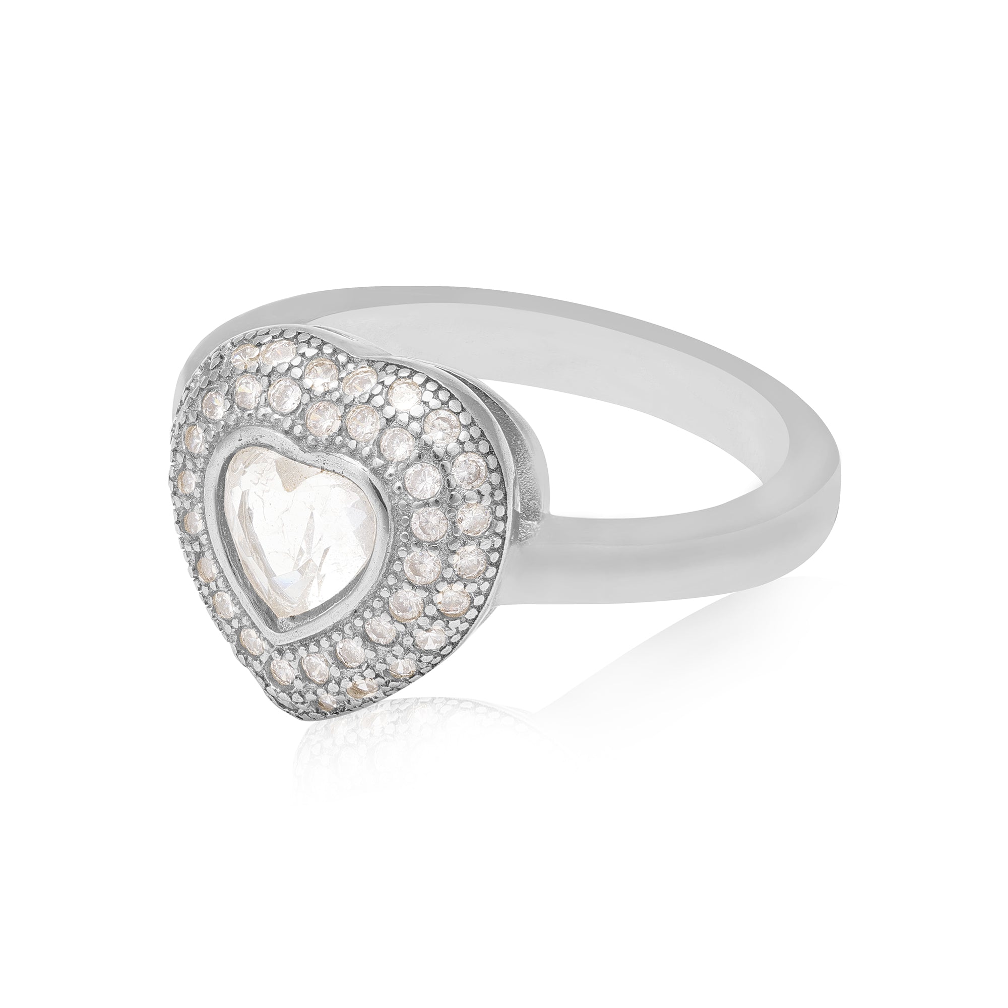 Eternal Heart Shine Rhodium Plated Ring