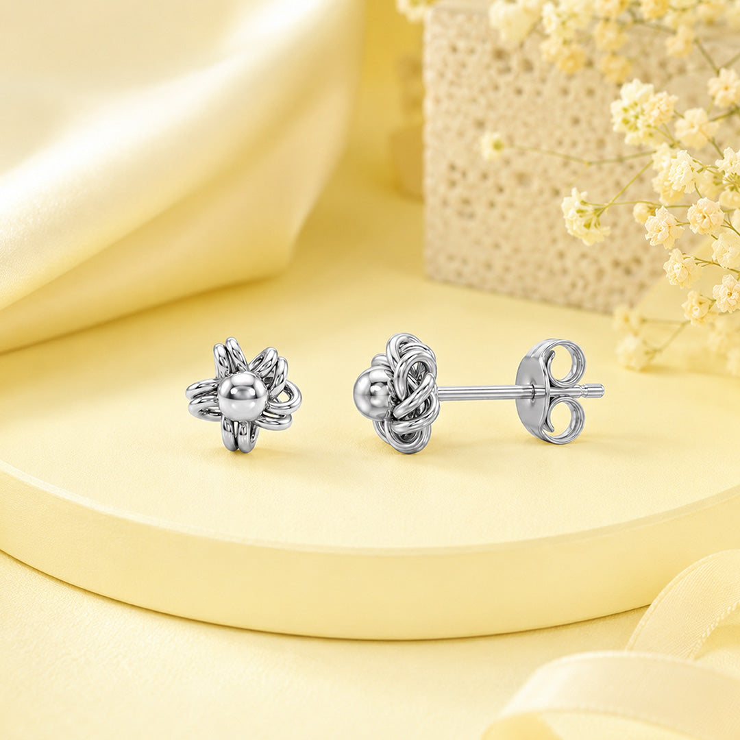Eternal Love Infinity Knot Silver Ear Studs