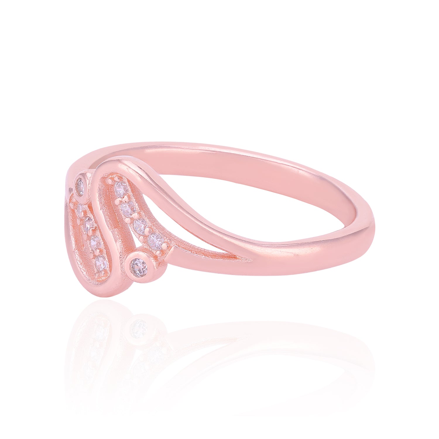 Ethereal Loop Sparkle 925 Sterling Silver Rose Gold Ring for Women