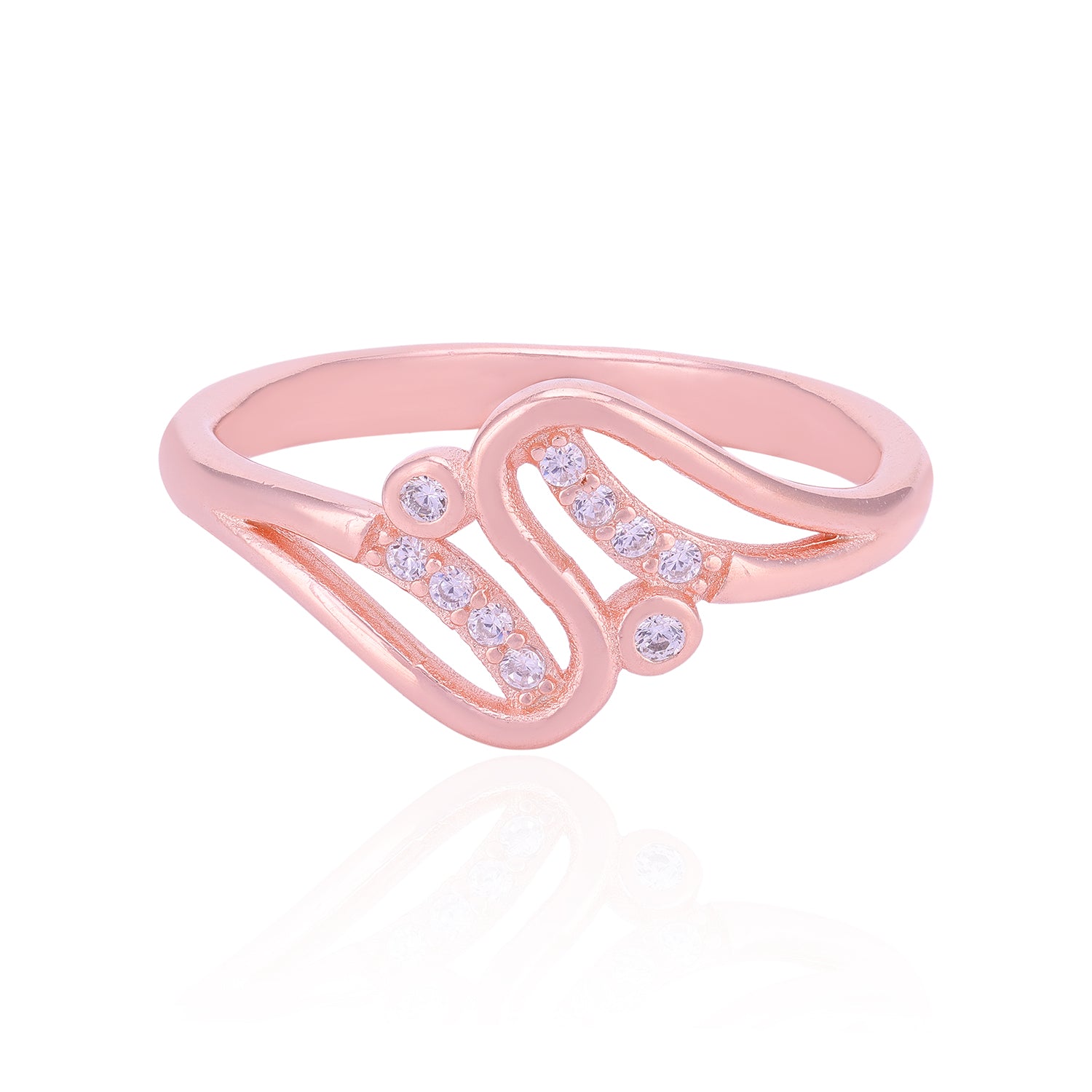 Ethereal Loop Sparkle 925 Sterling Silver Rose Gold Ring for Women