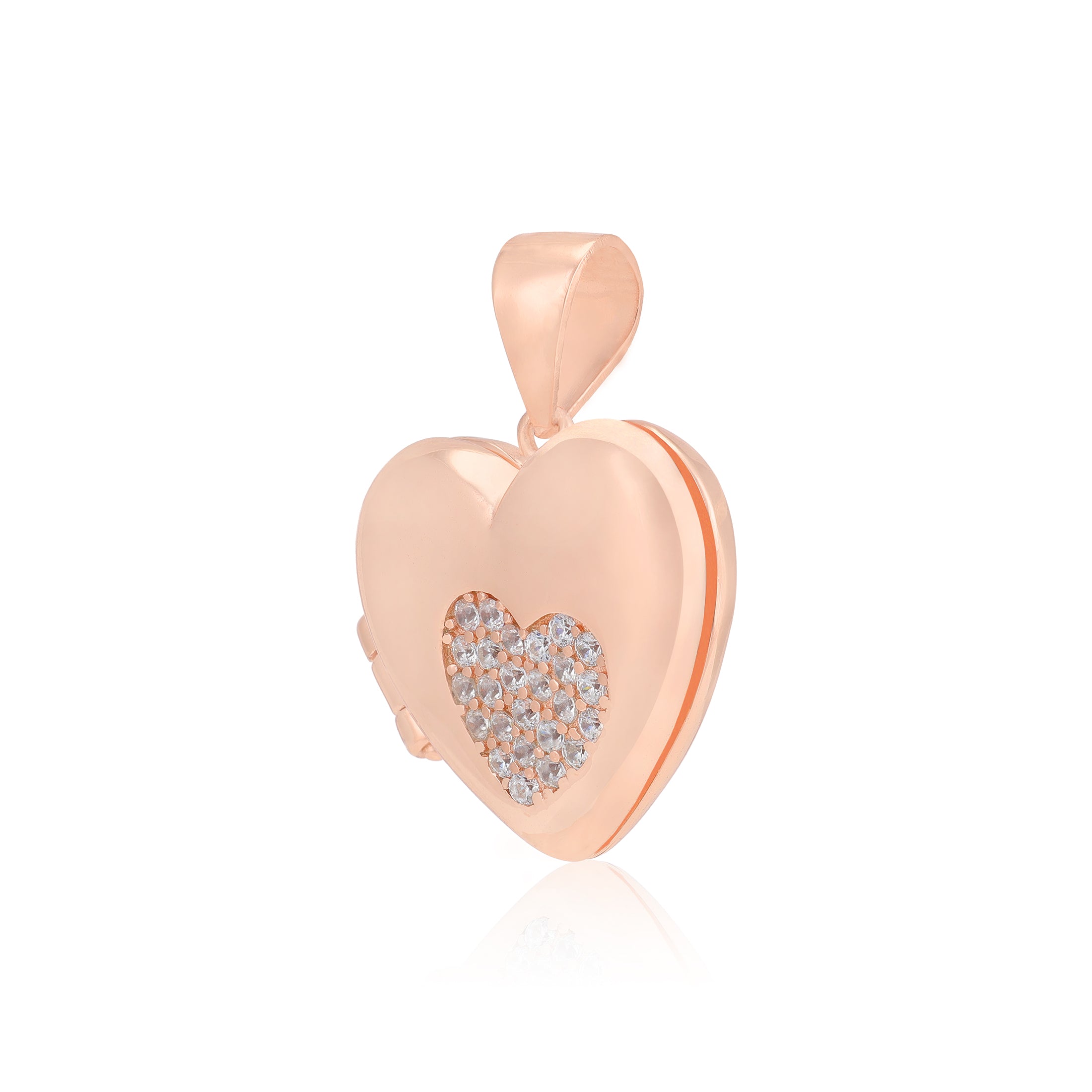 925 Ethereal Radiance Rose Gold Plated Locket Subtle Centre Stone Pendants