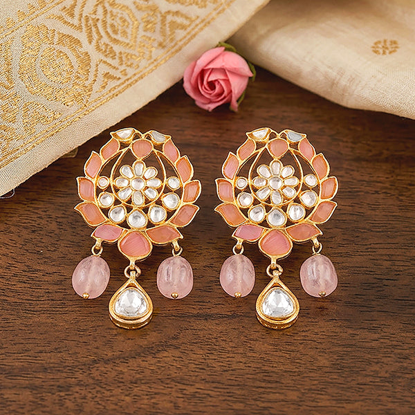 Ethnic Lotus Rose Pearl 925 Sterling Silver Earring