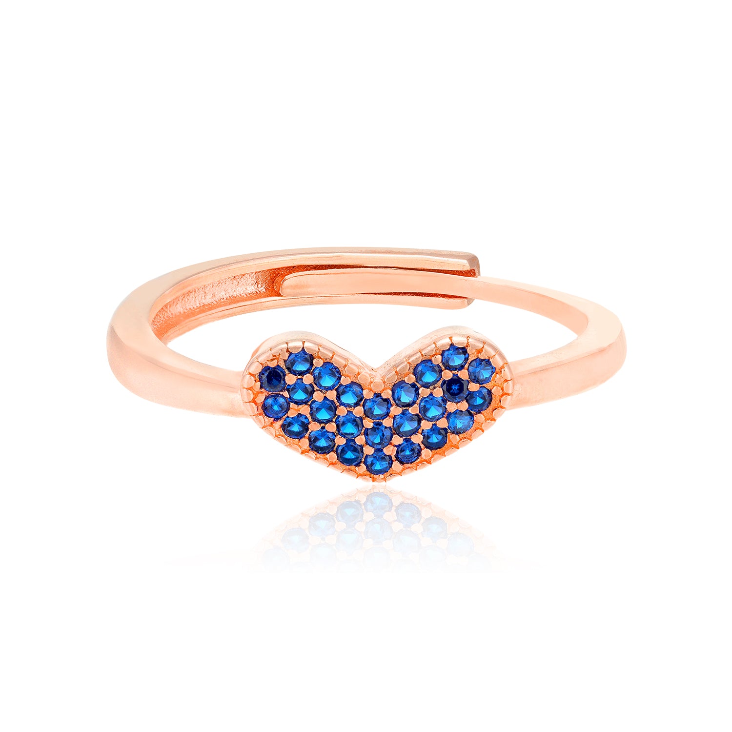 Exquisite 925 Rose Gold Radiant Blue Stone Detailing Rings