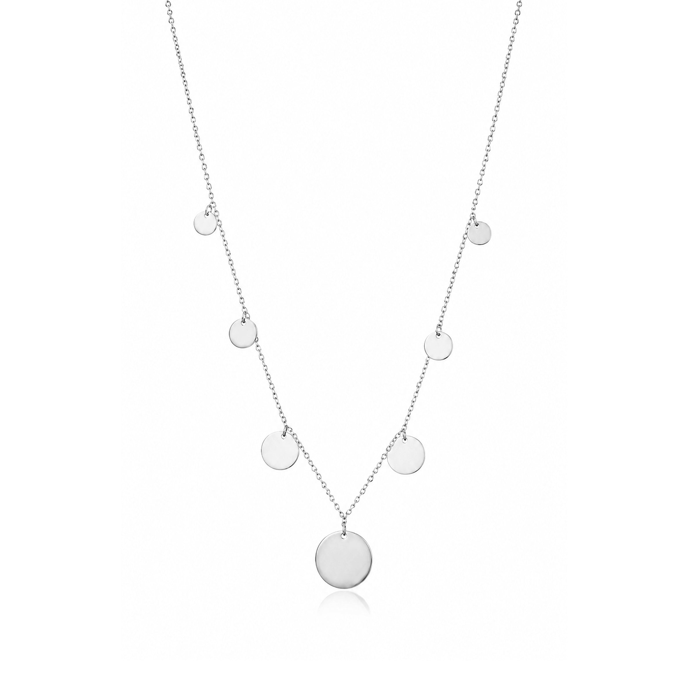 Floating Multi Disc Fringe Silver Chain
