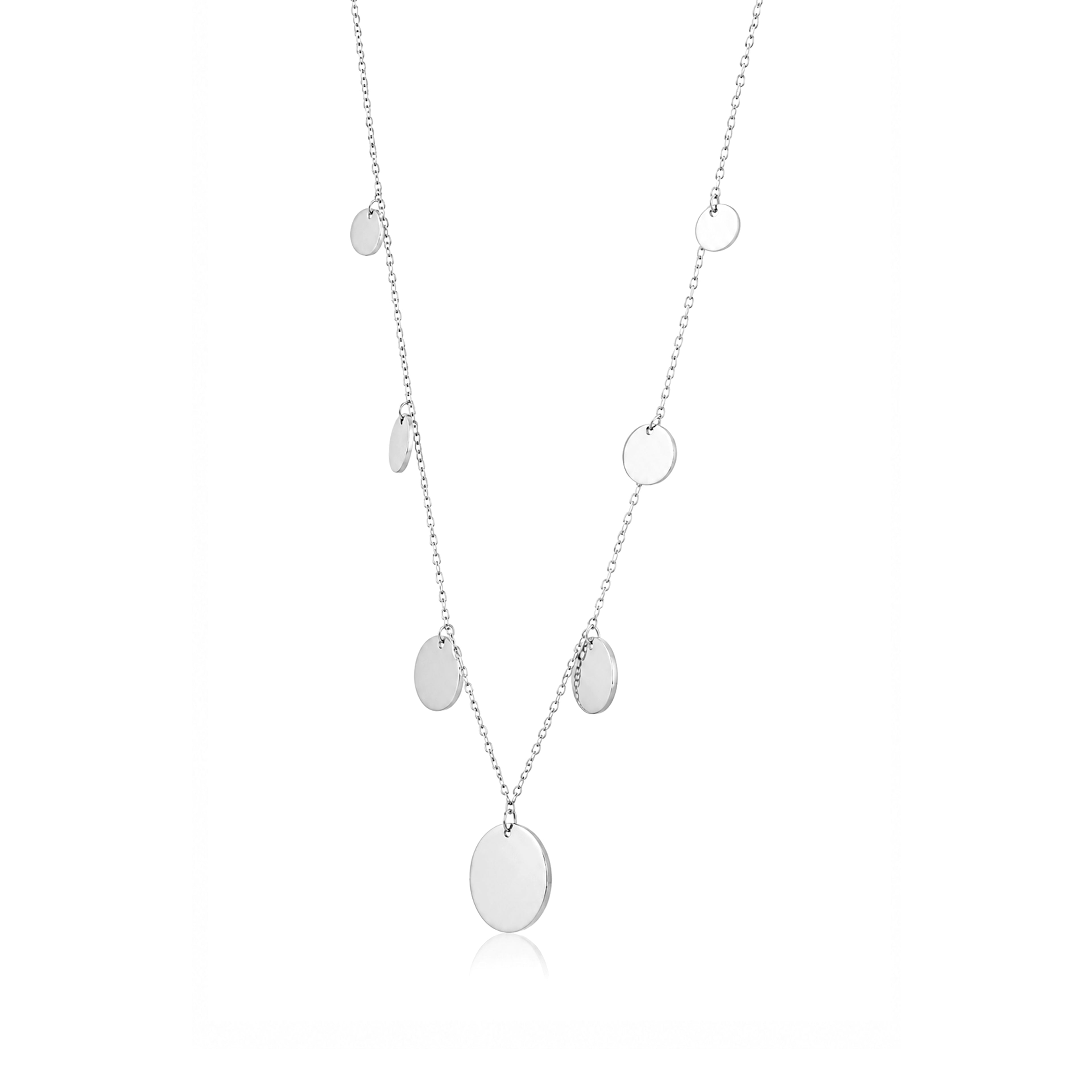Floating Multi Disc Fringe Silver Chain