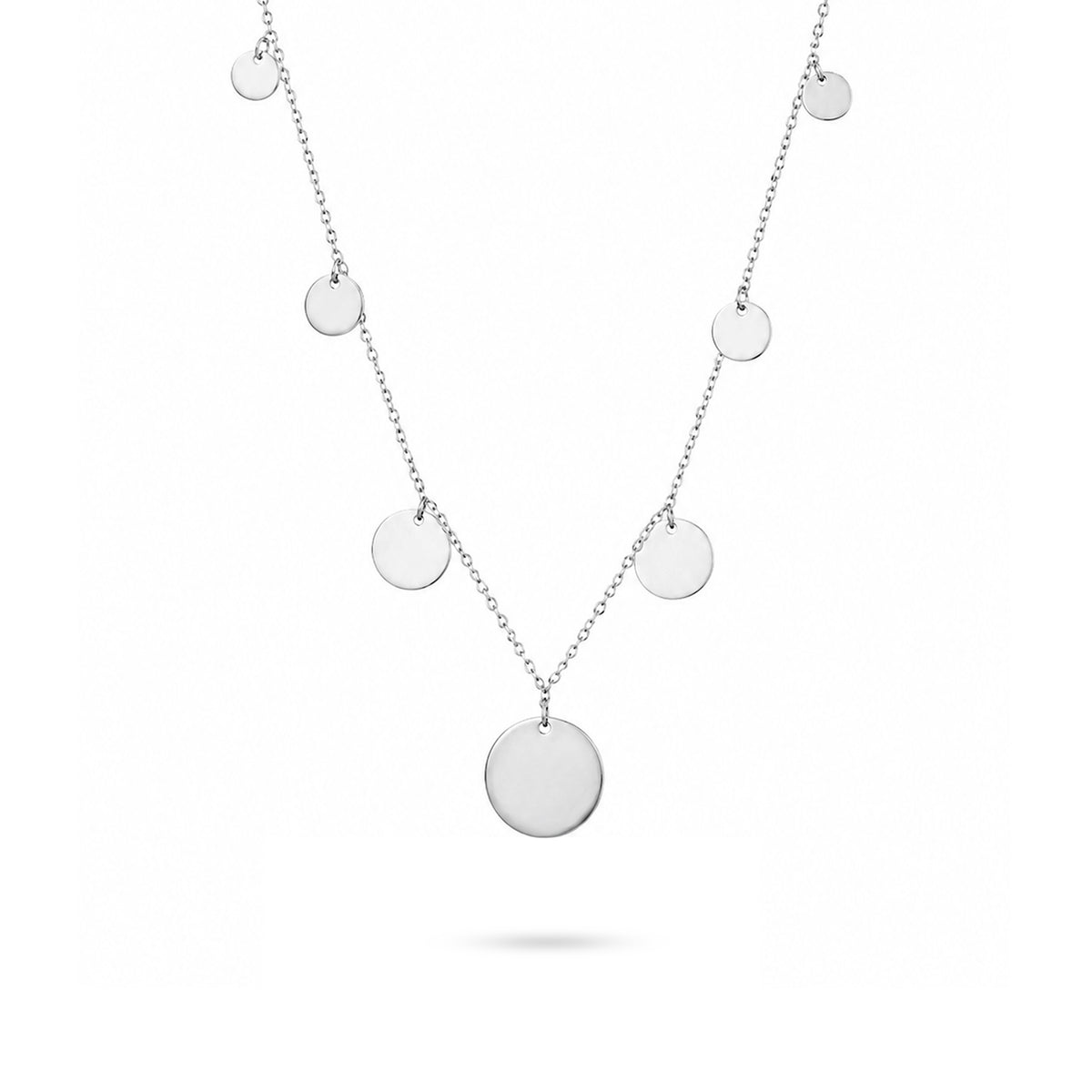 Floating Multi Disc Fringe Silver Chain