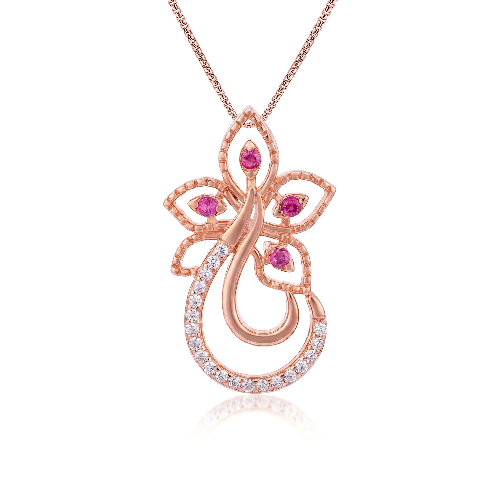 Floral Sparkle 925 Sterling Silver Stud Pendant