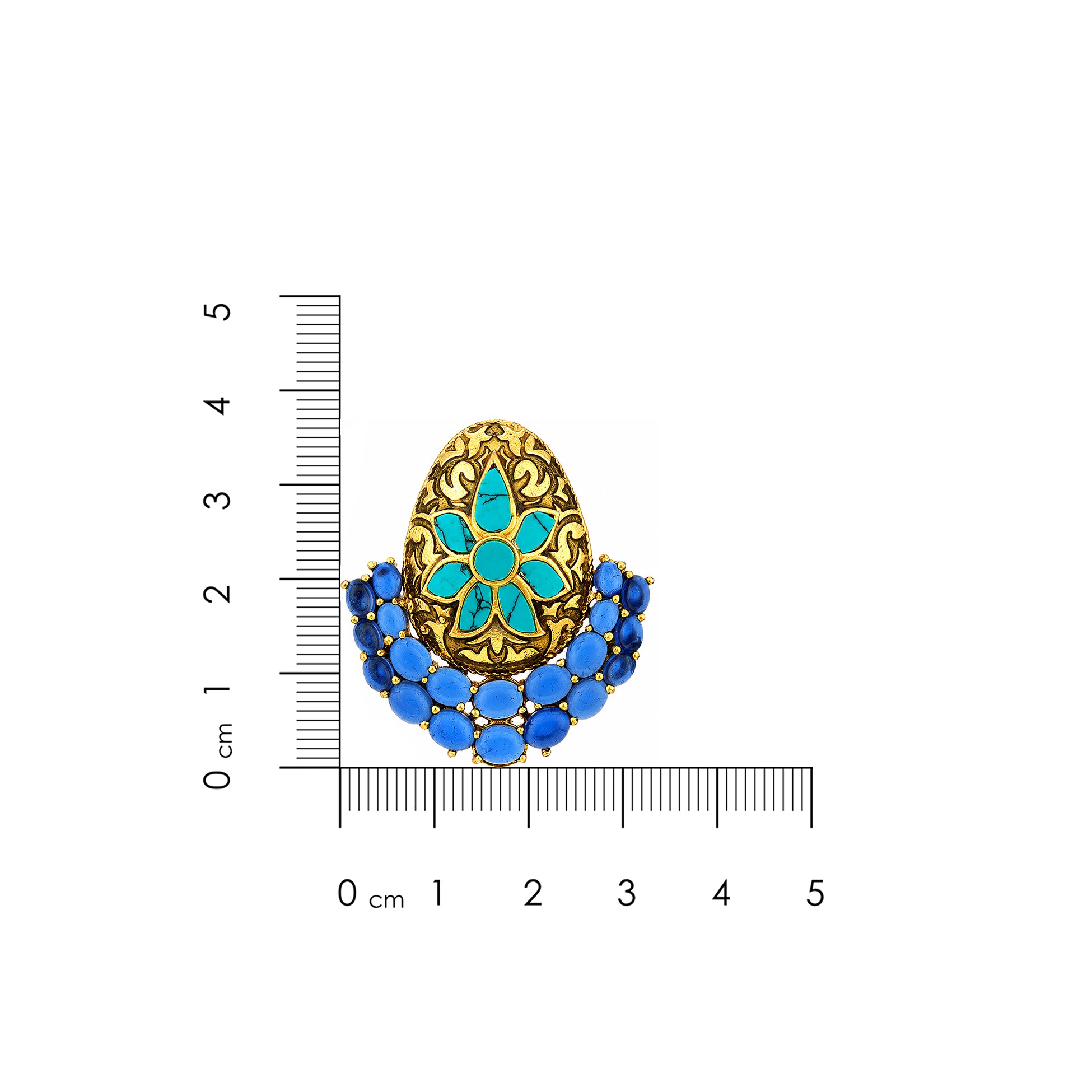 Floral Bee Golden 925 Sterling Silver Heritage Blue Stud Earrings