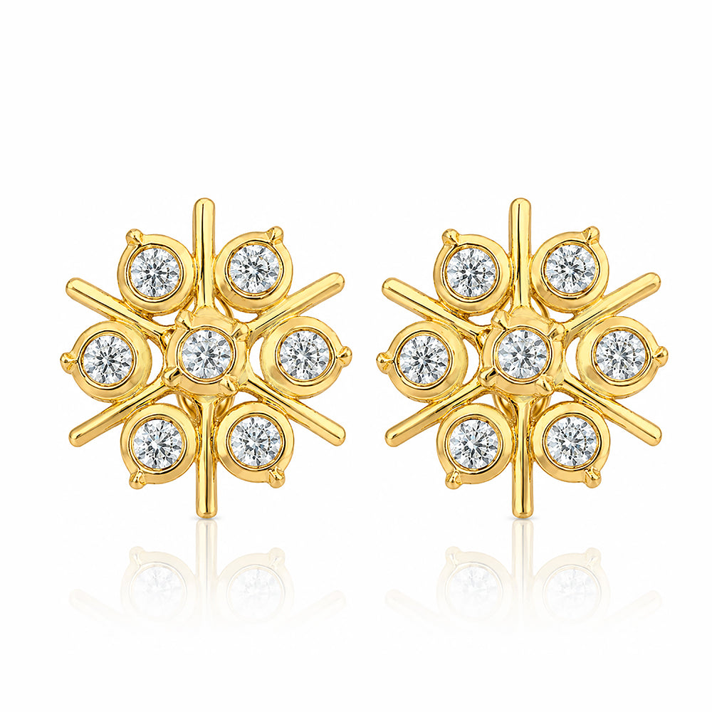 Floral Sparkle Cluster 925 Sterling Silver Stud Earrings