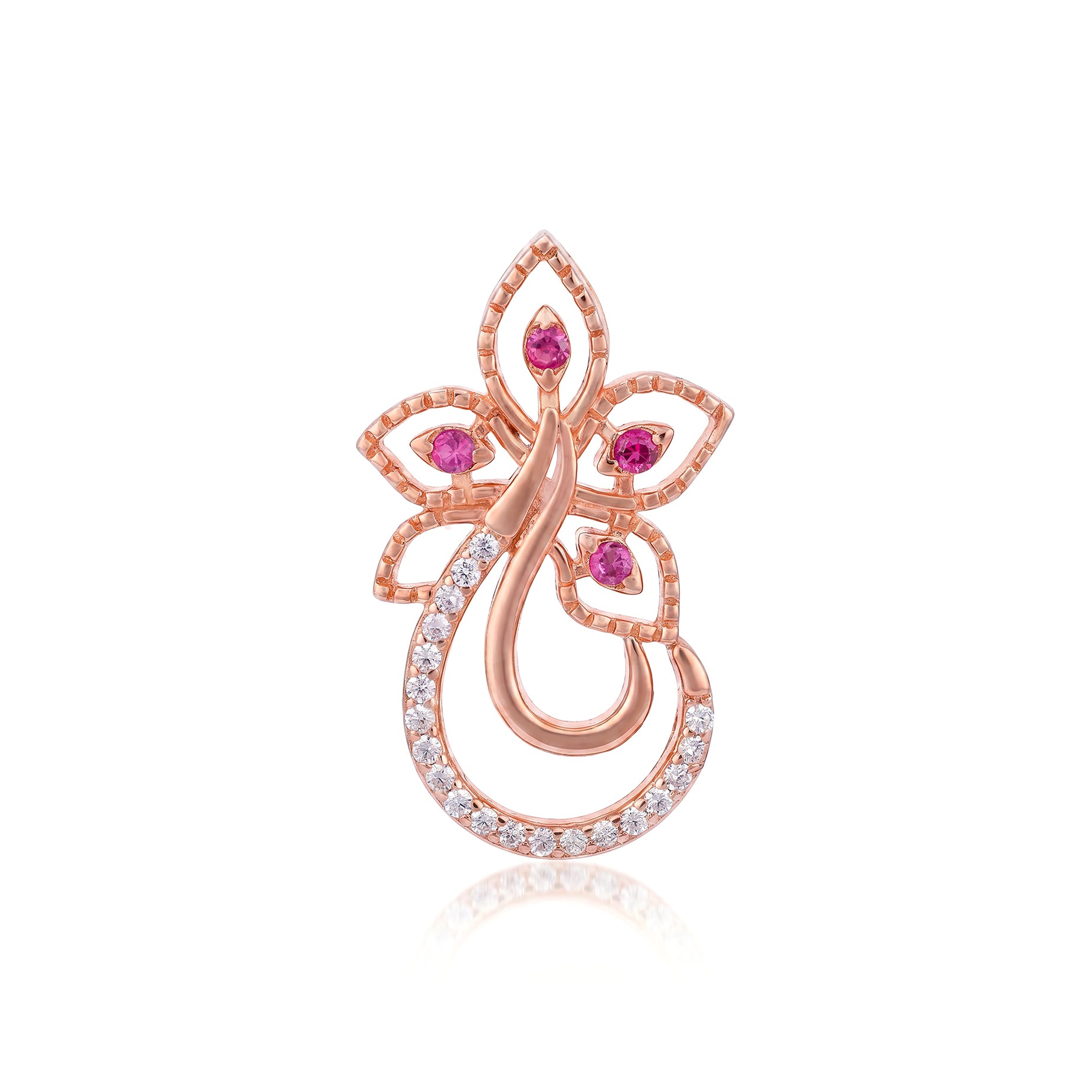 Floral Sparkle 925 Sterling Silver Stud Pendant