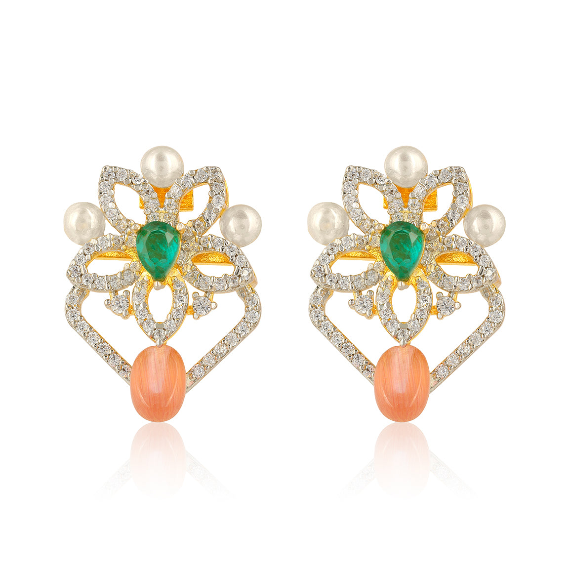 Flower Blossom 925 Silver Orange Drop Earring for Women