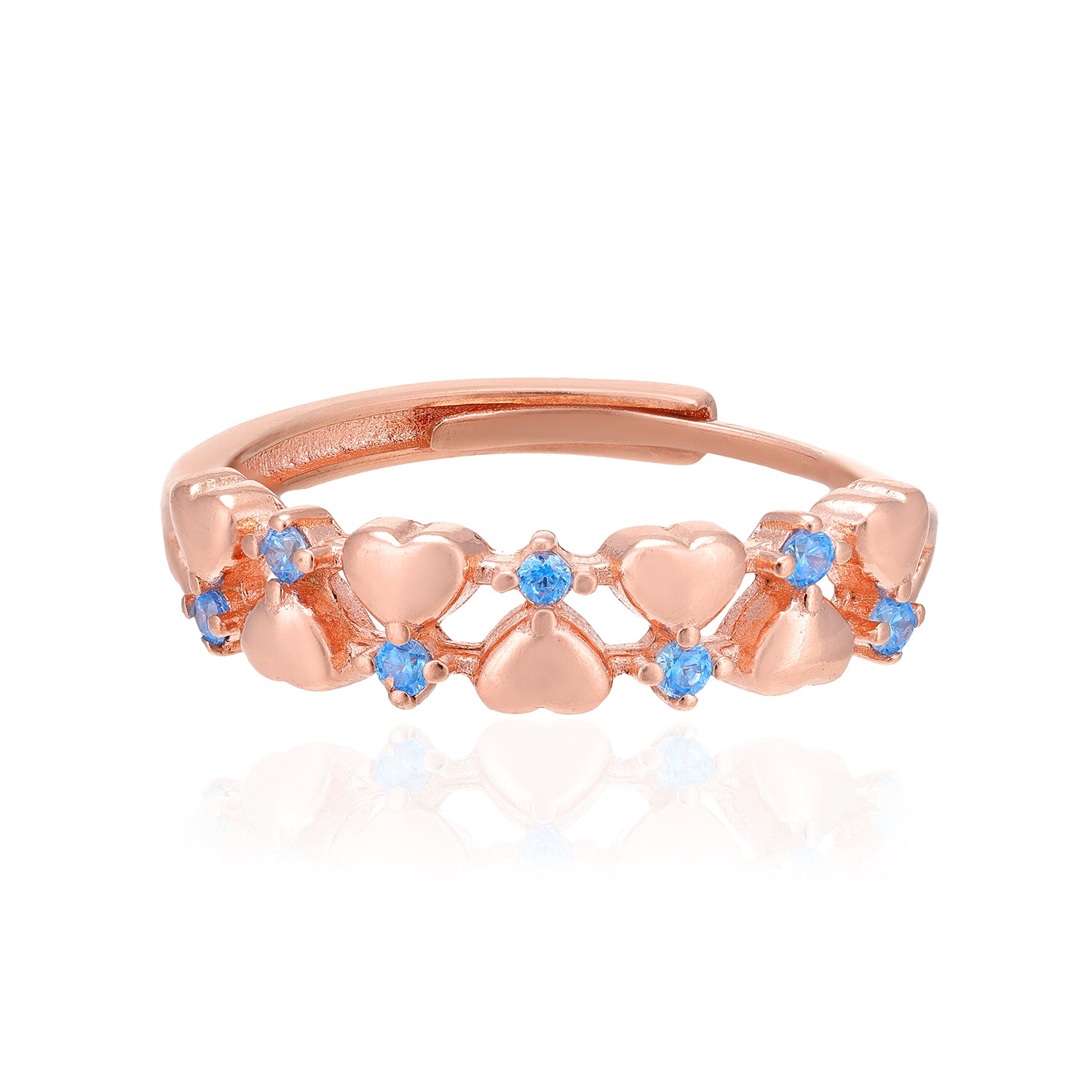 Fluctuate Heart Rose Gold Plated Blue Stone Ring
