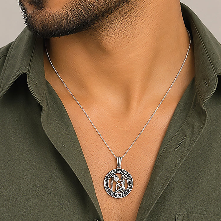 GeminiZodiac Silver Rakhi Pendant