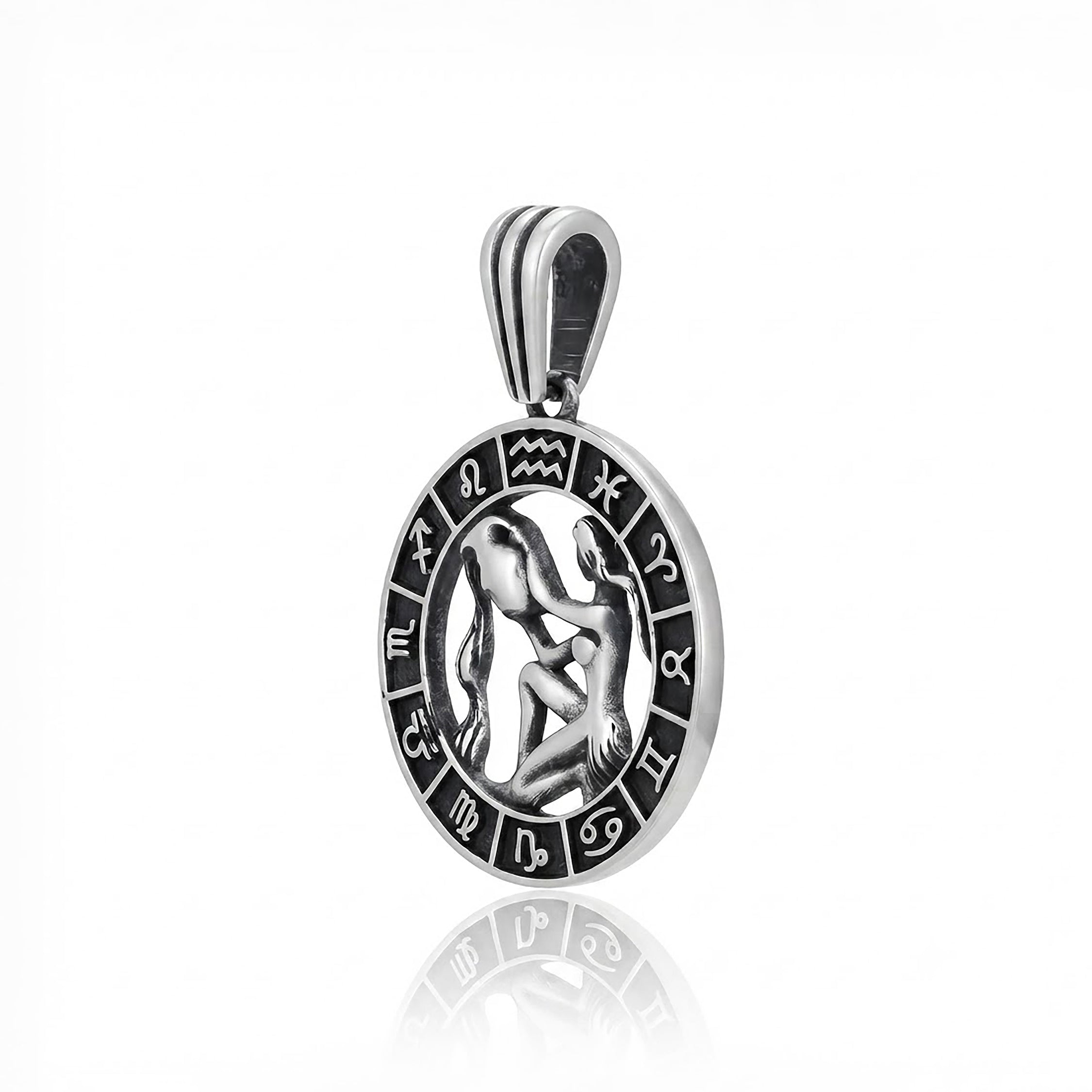 Gemini Zodiac Silver Rakhi Pendant