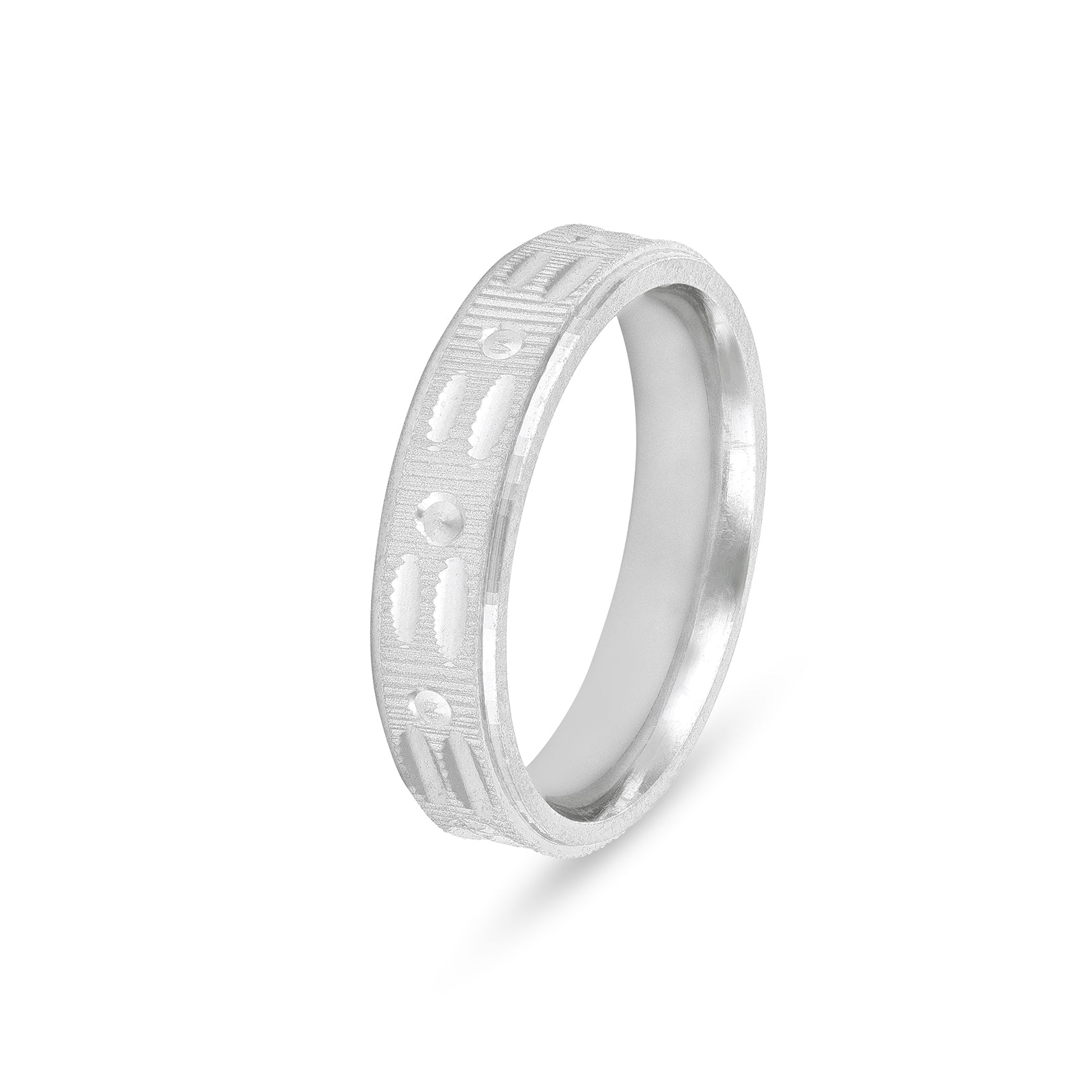 Geometric Dot Embossed 925 Sterling Silver Ring