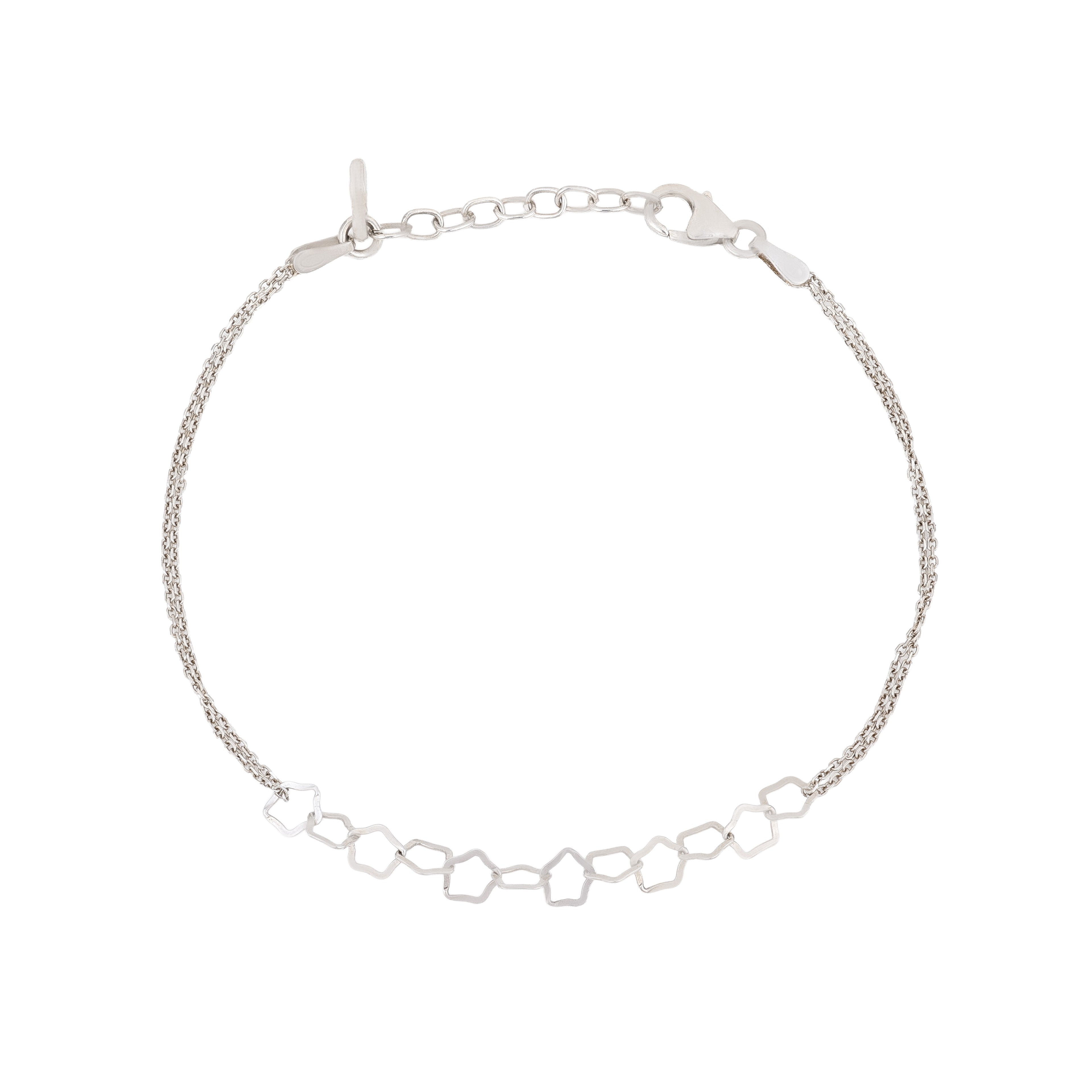Geometric Linked Pentagon 925 Sterling Silver Bracelet