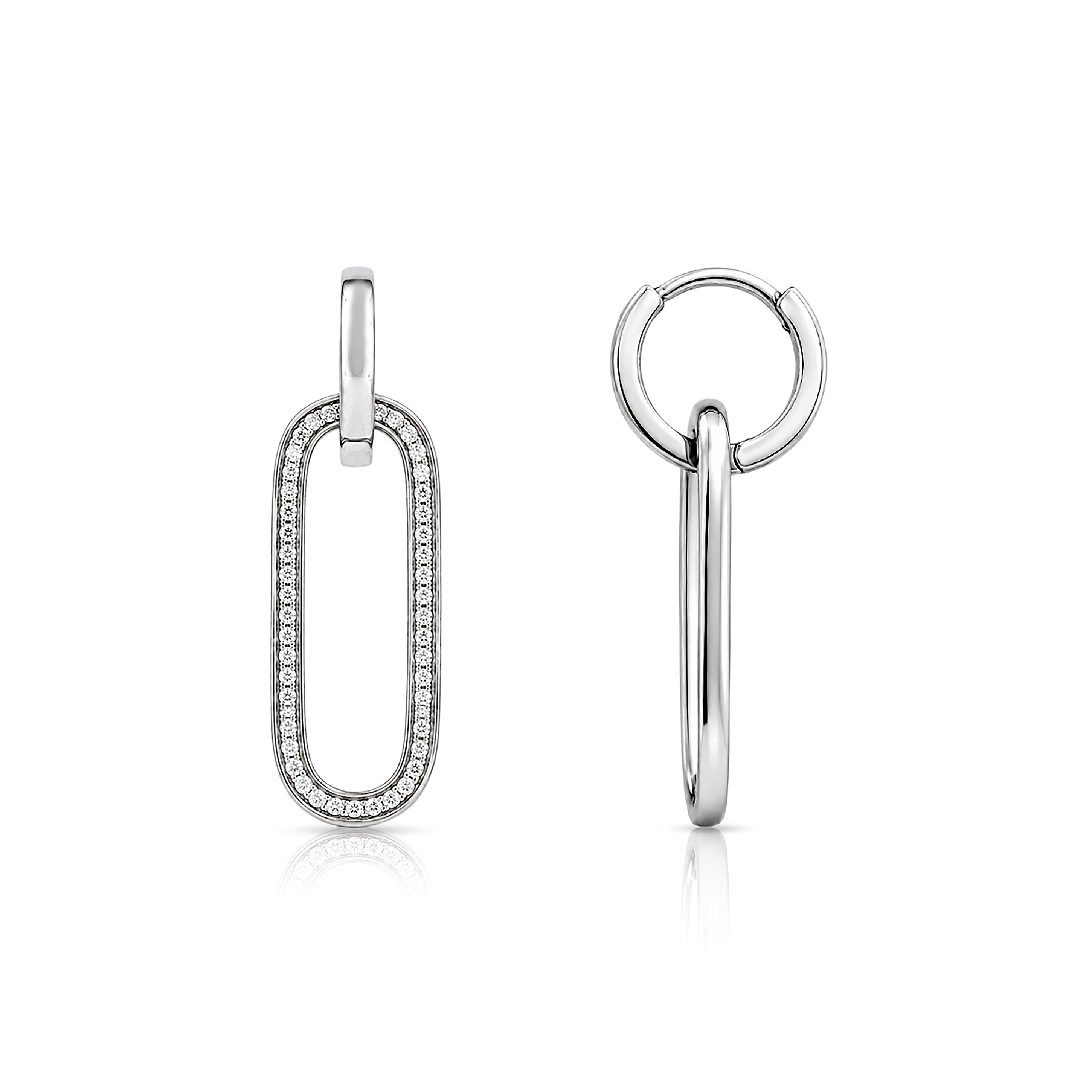 Glamorous Crystal Oval Loop 925 Sterling Silver Earring for Women