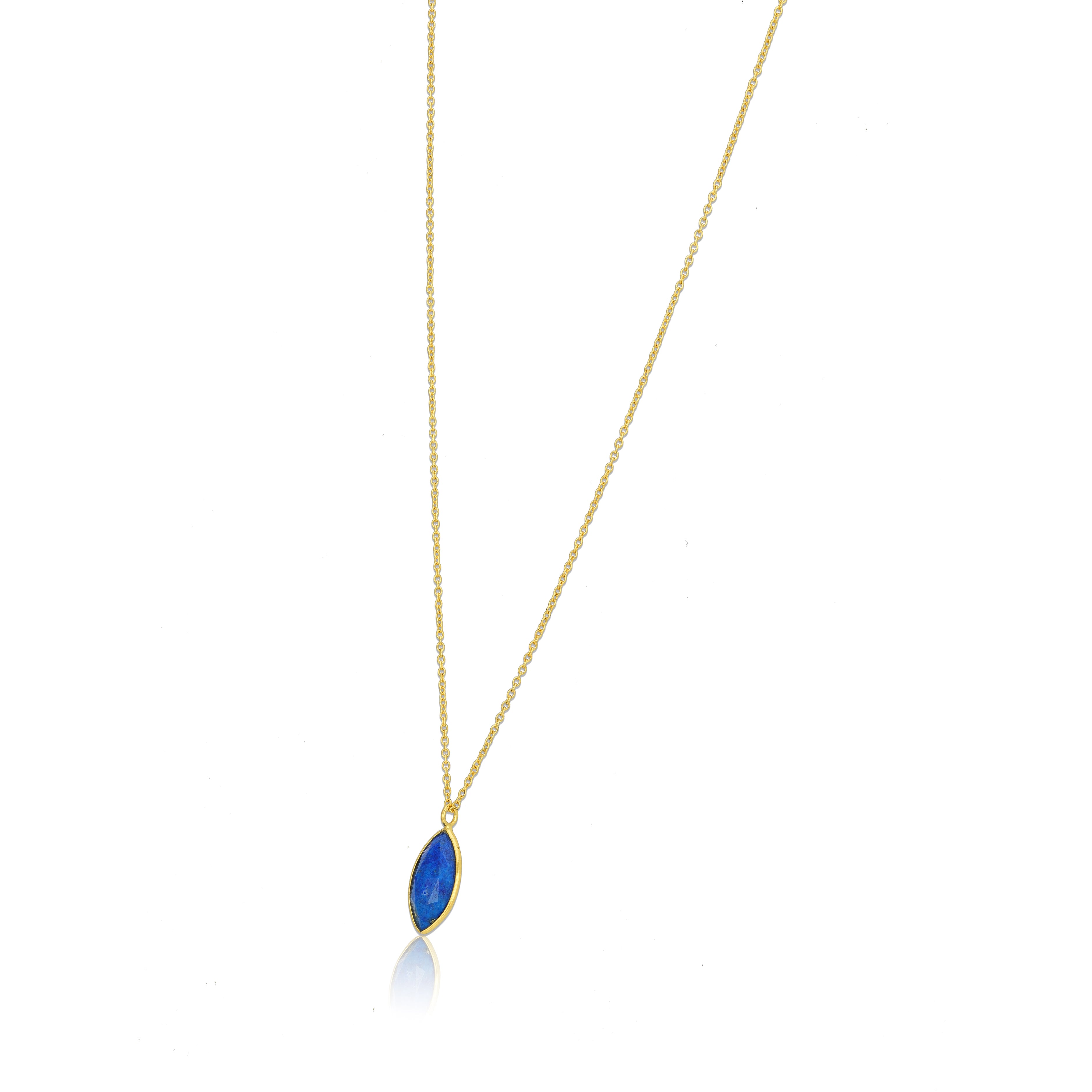 Gold Marquise Blue Opal Silver Chain Pendant
