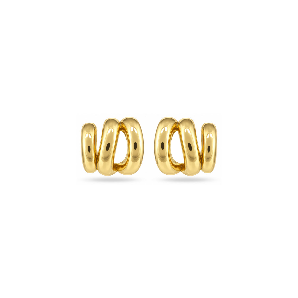 Gold Triple Band Sterling Silver Earring