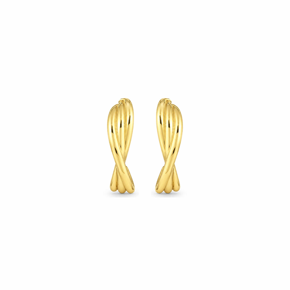 Gold Twisted Crossover Sterling Silver Earring