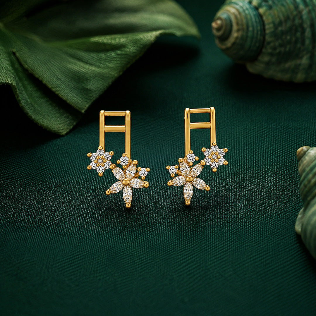 Gold Zircon Celestial Floral Ear Cuff